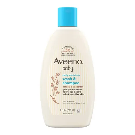 Aveeno® Baby Daily Moisture Wash and Shampoo Lightly Scented, 8-ounce Bottle