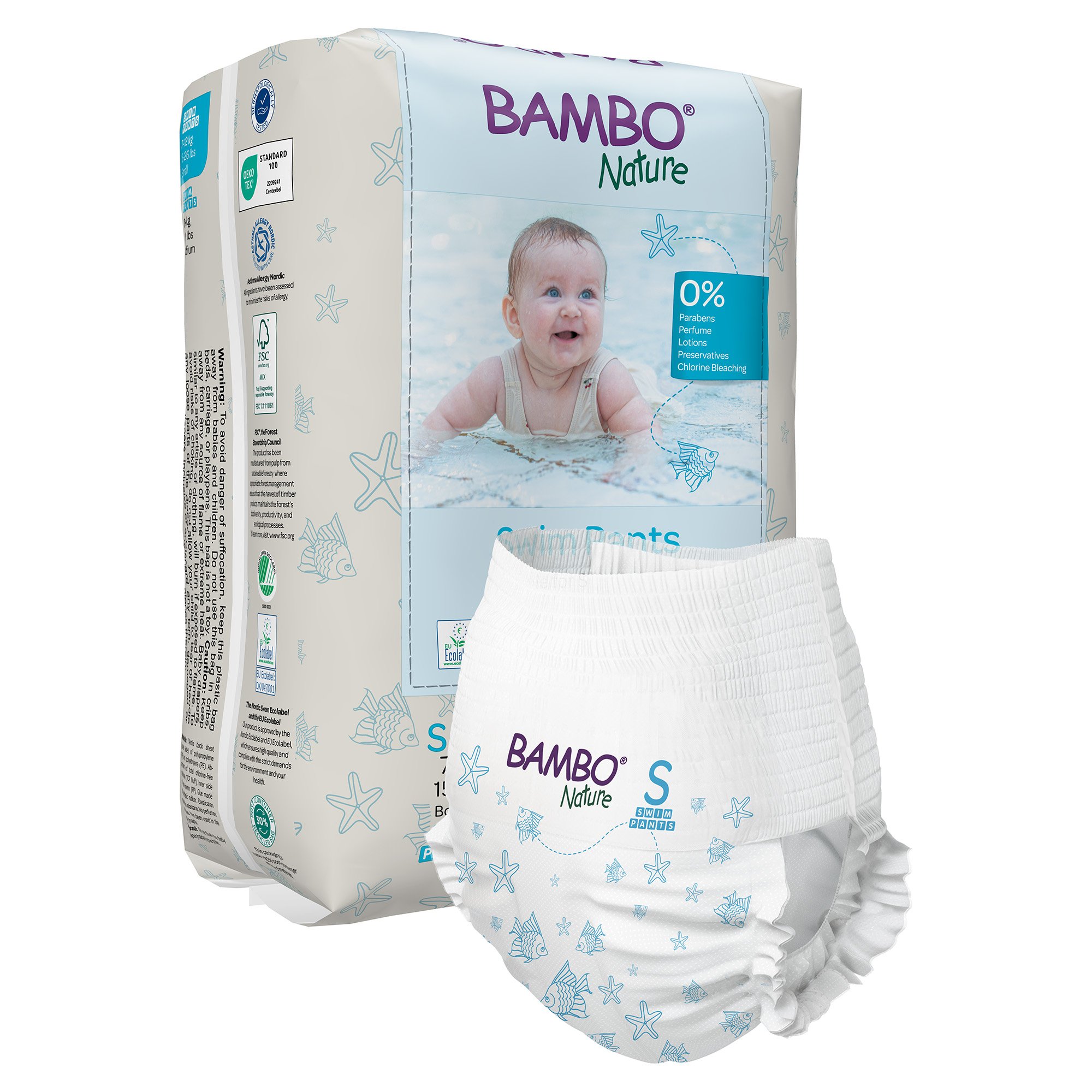 Bambo Nature Swim Pants, Small, for Babies weighing 15 to 26 lbs.