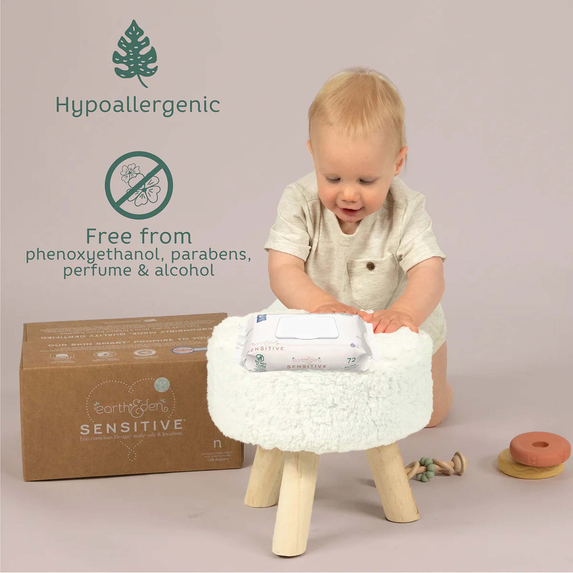 Earth & Eden Sensitive™ Baby Wipes, 6.7 x 7.7 Inch, 72 per Pack - Image 4