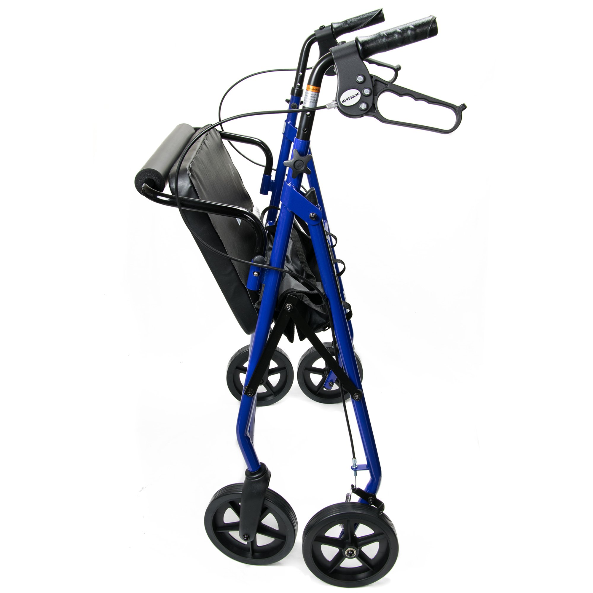 McKesson Bariatric Folding Four-Wheel Rollator, Blue - Image 2
