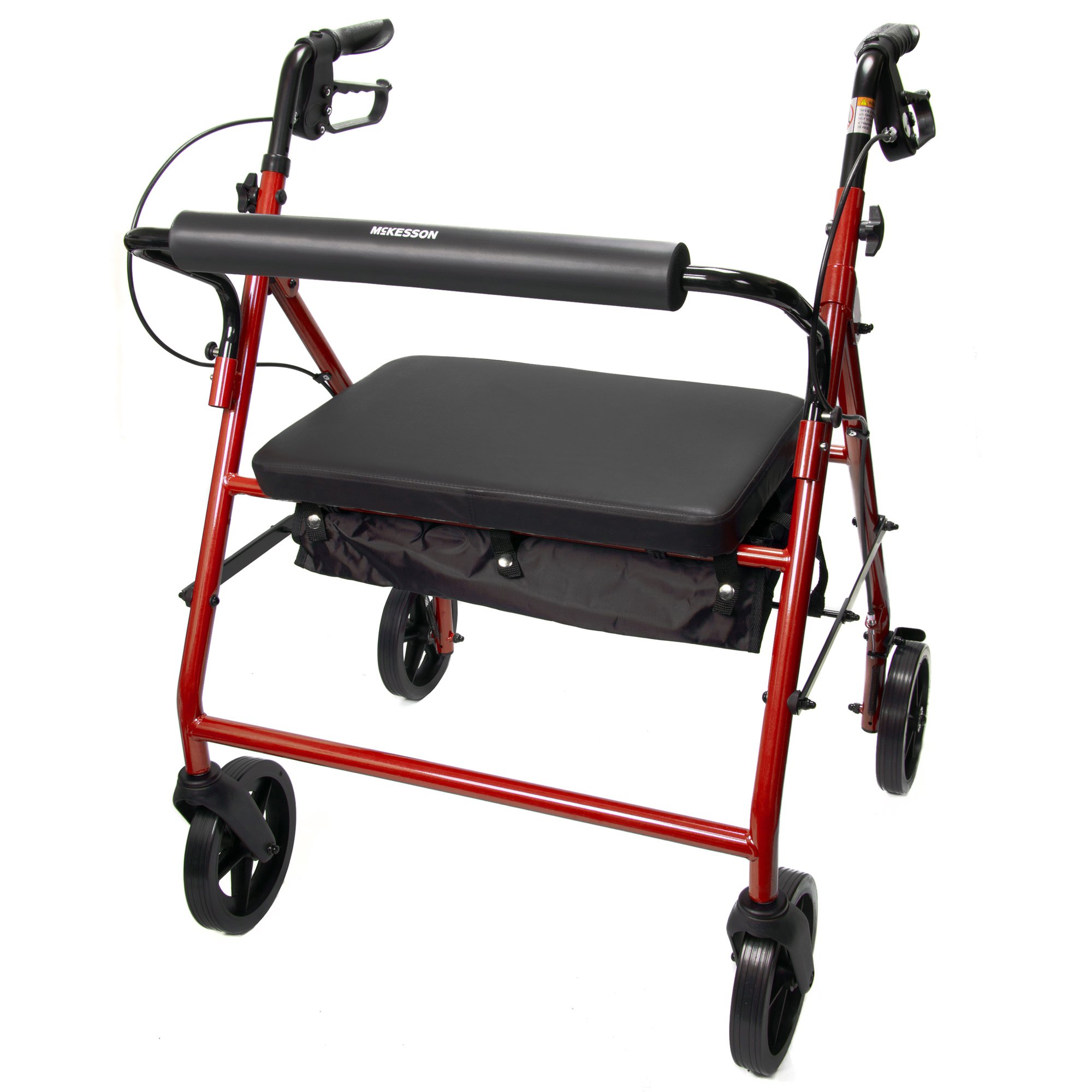 McKesson Bariatric Red Folding Steel Four-Wheel Rollator - Image 2