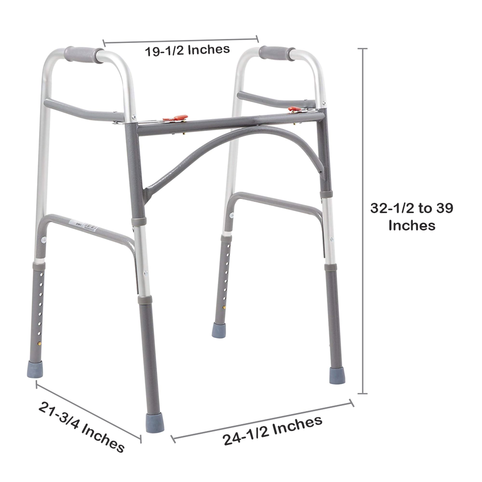 McKesson Steel Bariatric Folding Walker, 32.5 - 39 Inch Height - Image 3