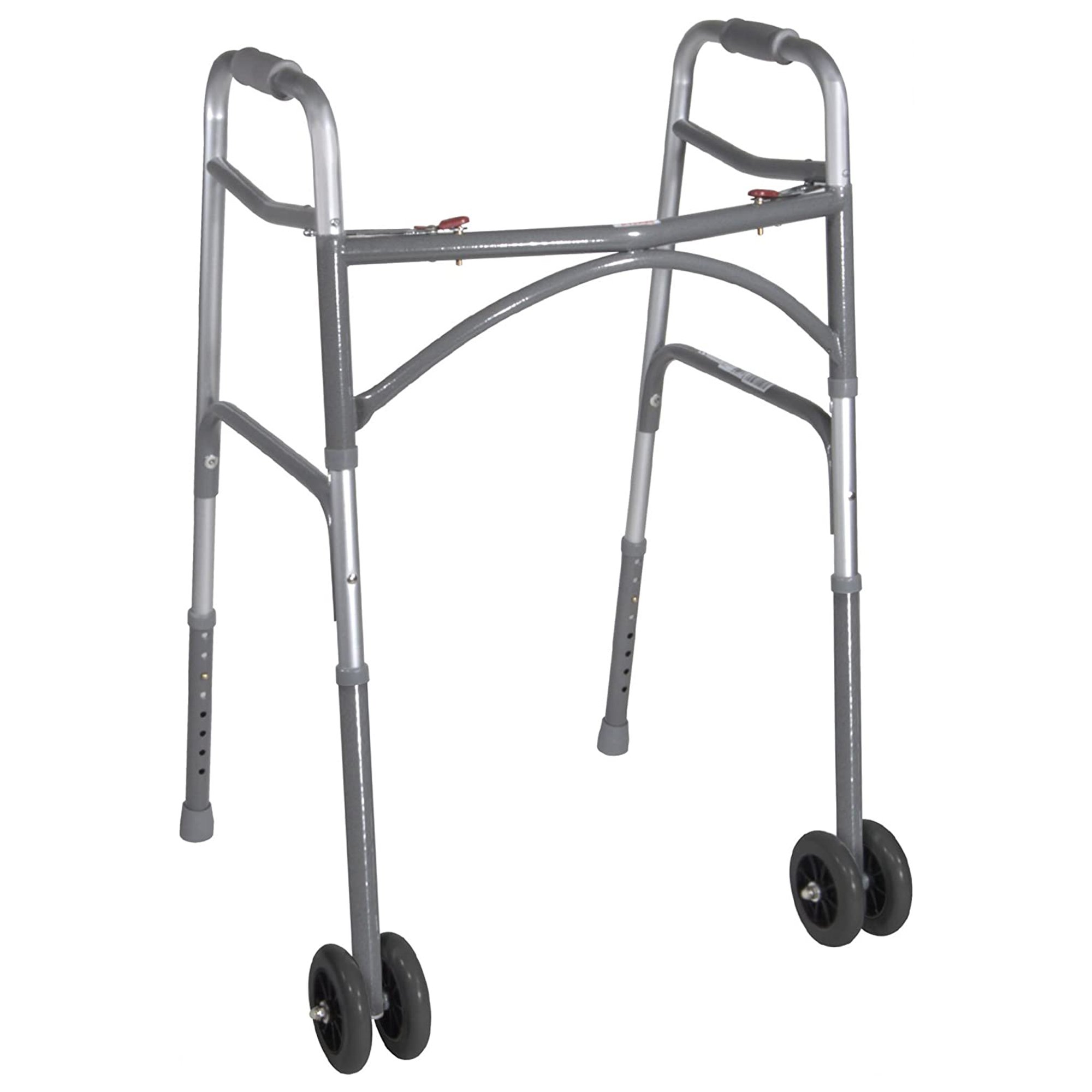 McKesson Bariatric Folding Walker w/ Wheels, Height Adjusts from 32 to 39 Inches