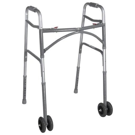 McKesson Bariatric Folding Walker w/ Wheels, Height Adjusts from 32 to 39 Inches