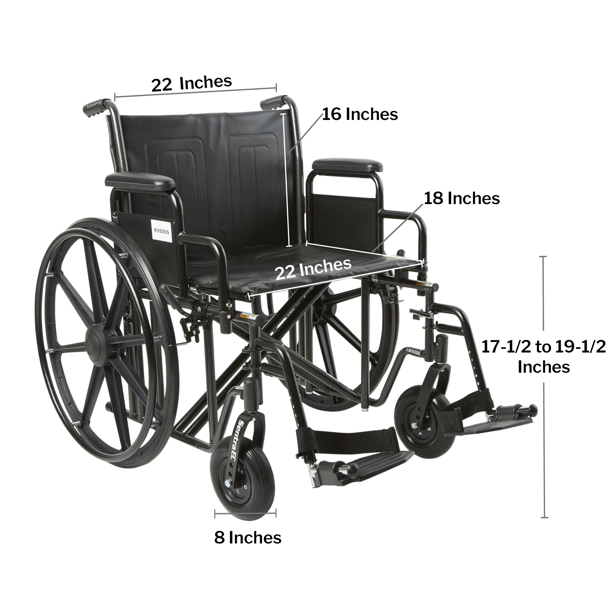 McKesson Bariatric Wheelchair, 22 Inch Seat Width - Image 3