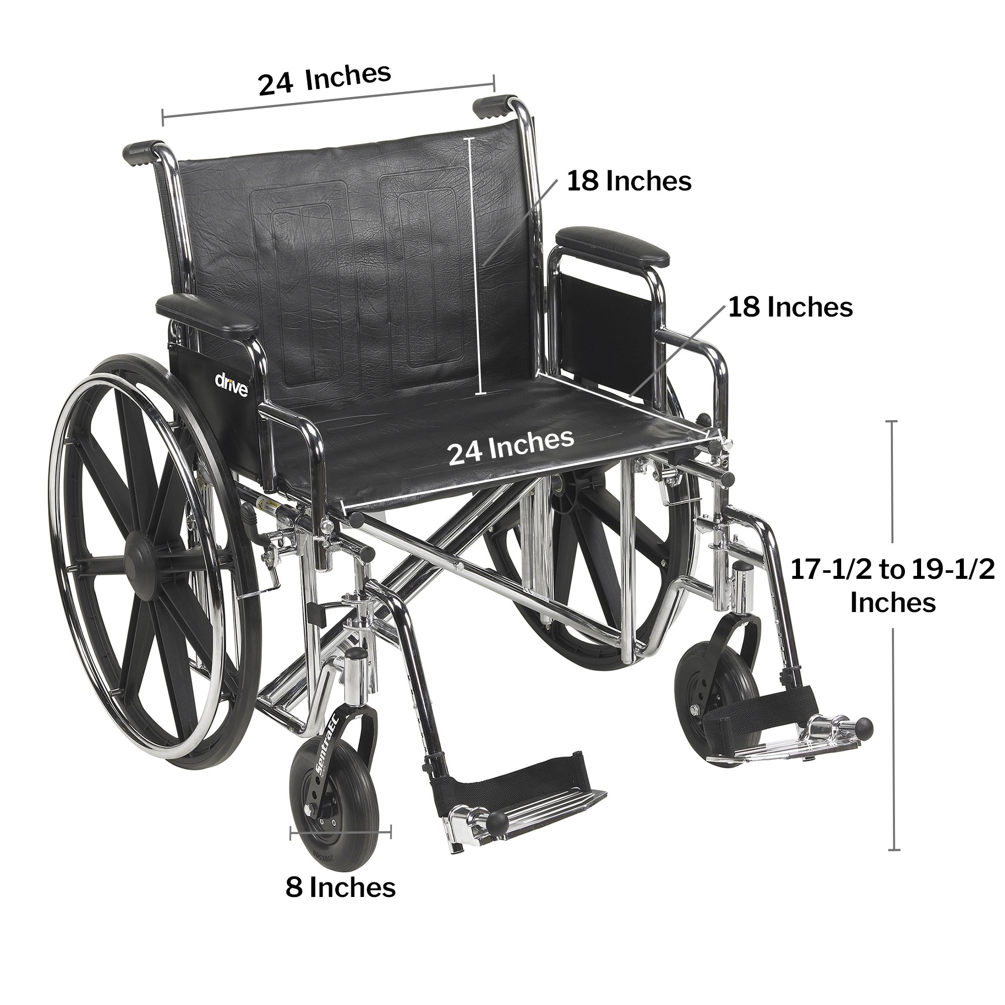 McKesson Bariatric Wheelchair, 24-Inch Seat Width - Image 2