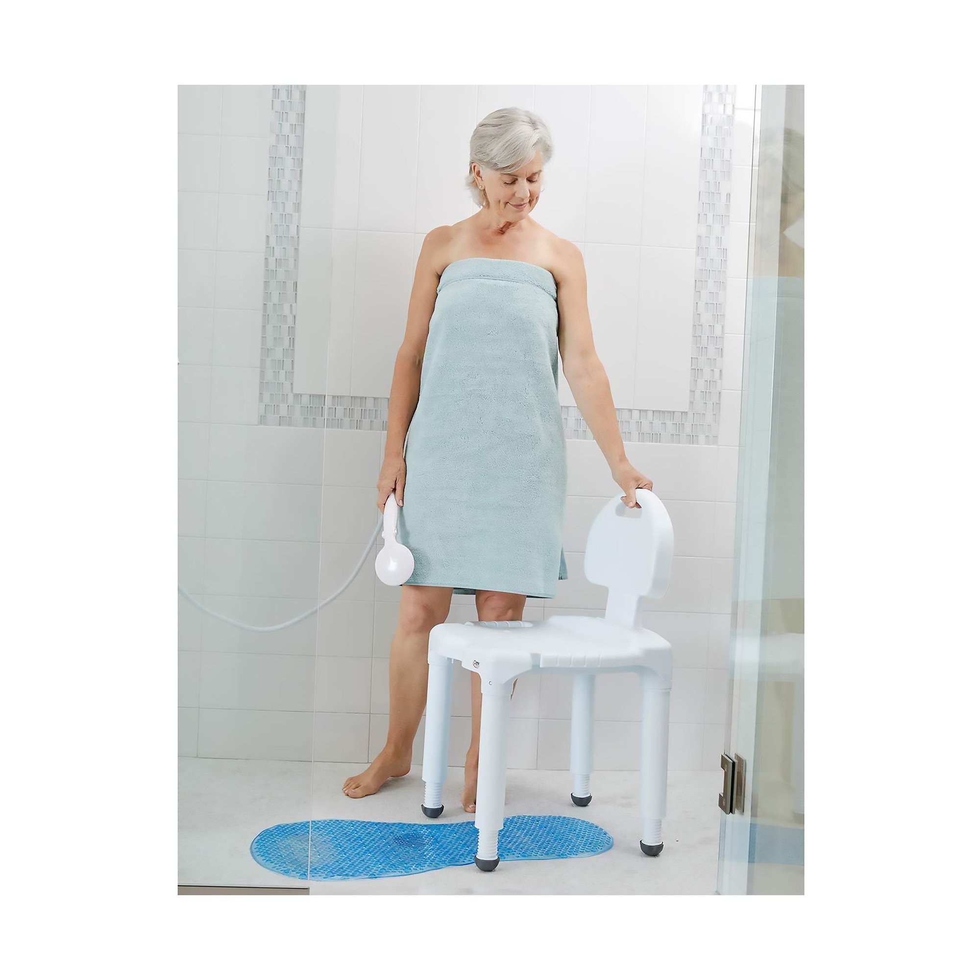 Carex Universal Bath Seat with Back, 400-lb Capacity - Image 6