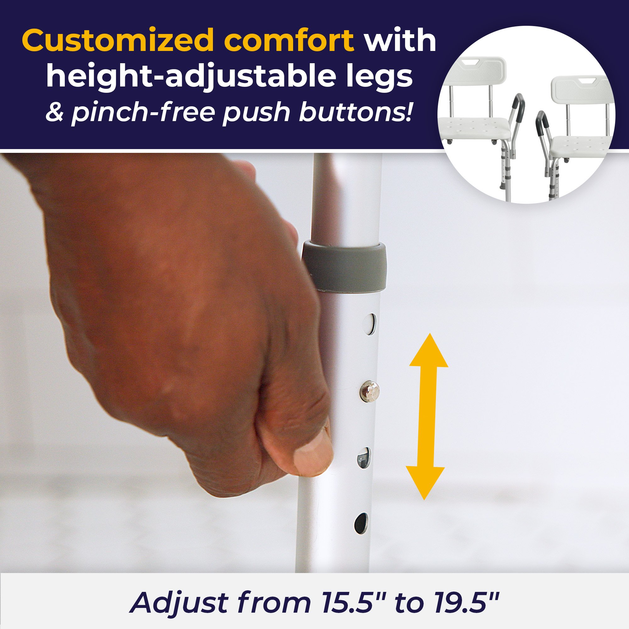 drive™ Shower Chair with Back and Removable Padded Arms - Image 5