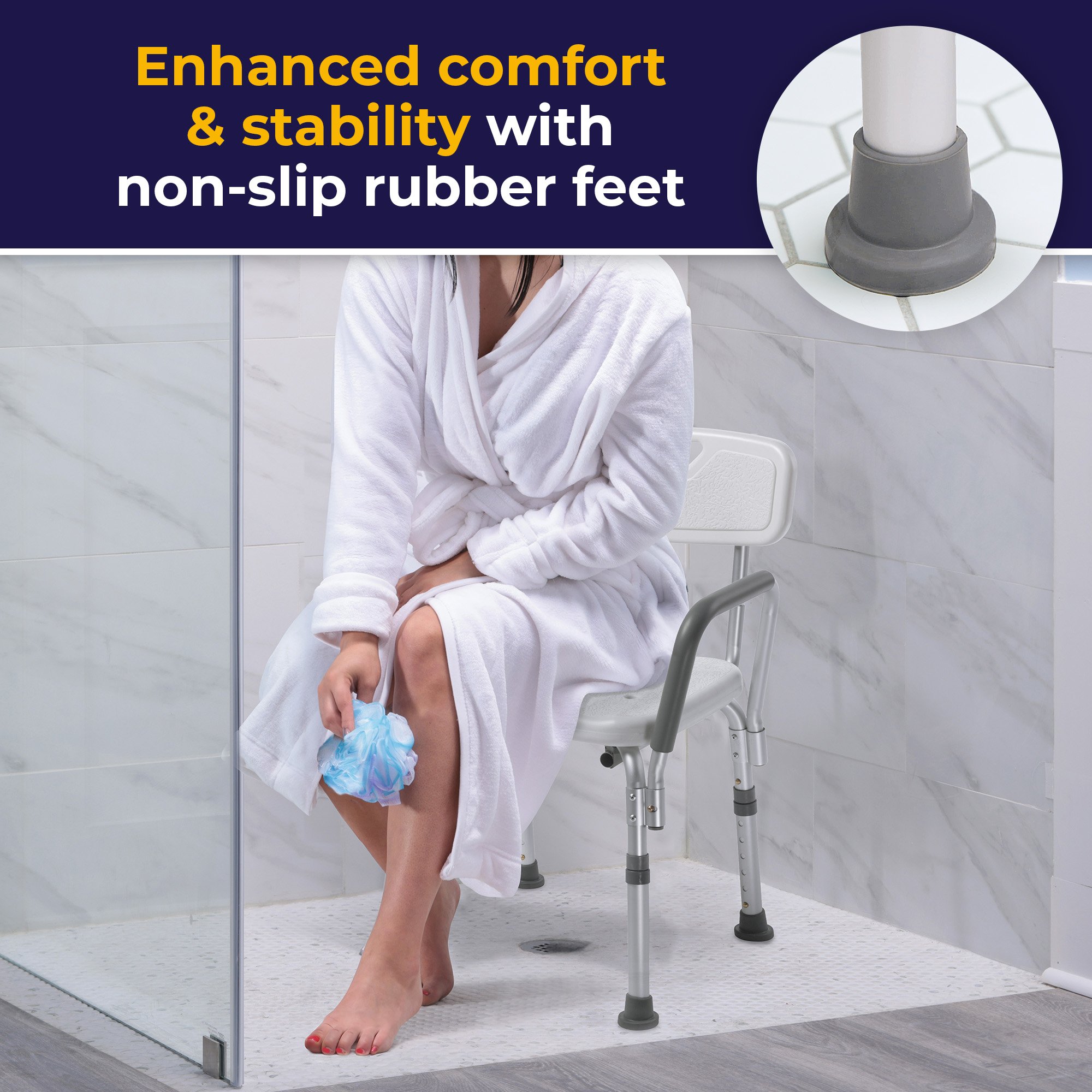 drive™ Shower Chair with Back and Removable Padded Arms - Image 7