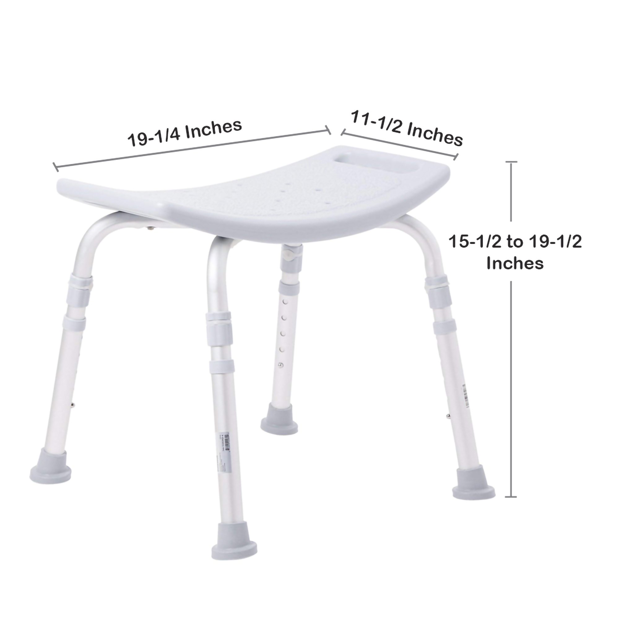 McKesson Aluminum Bath Bench Without Backrest, 15.5 - 19.5 Inch, Gray - Image 3