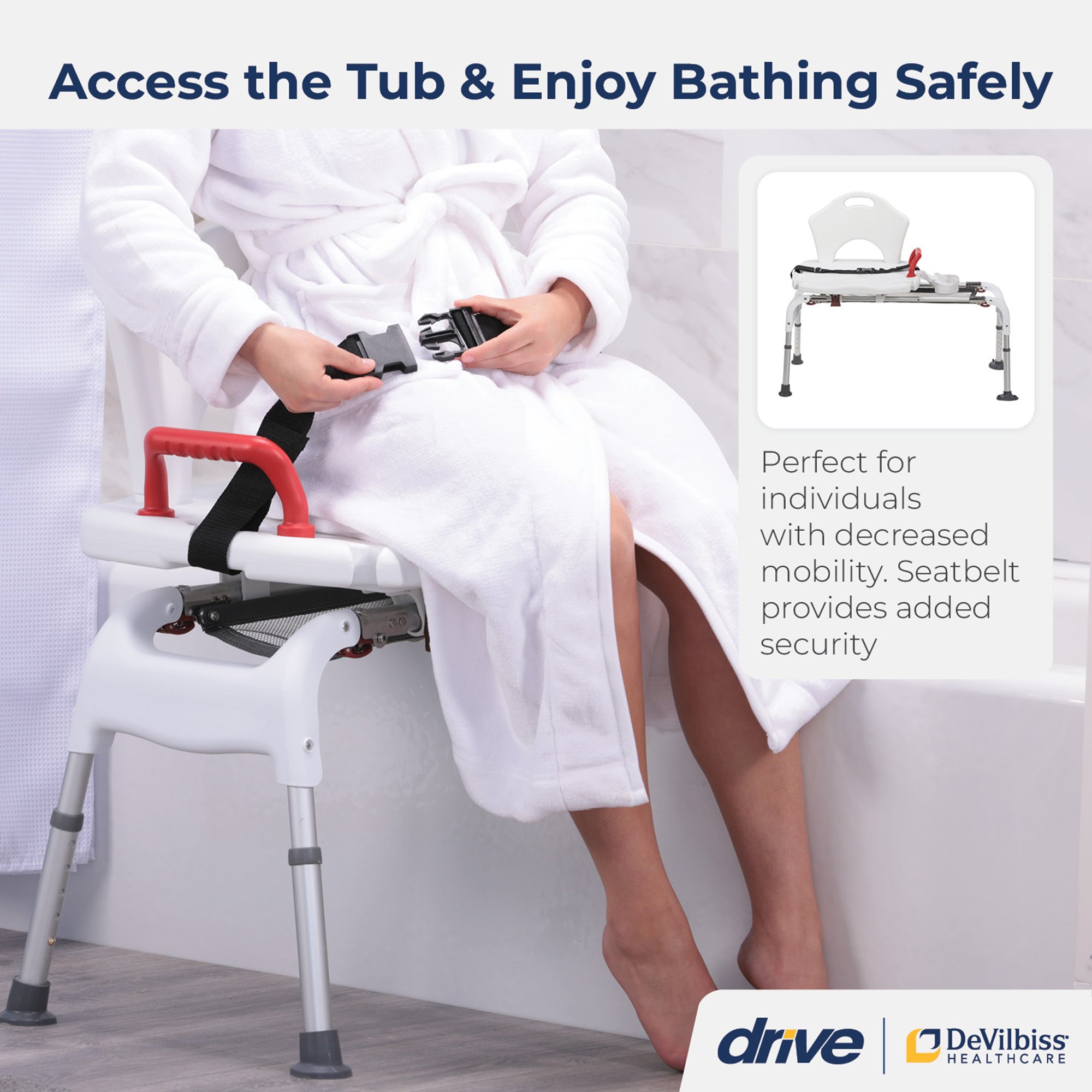 drive™ Aluminum Bath Transfer Bench, 21 - 25 Inch Seat Height - Image 6
