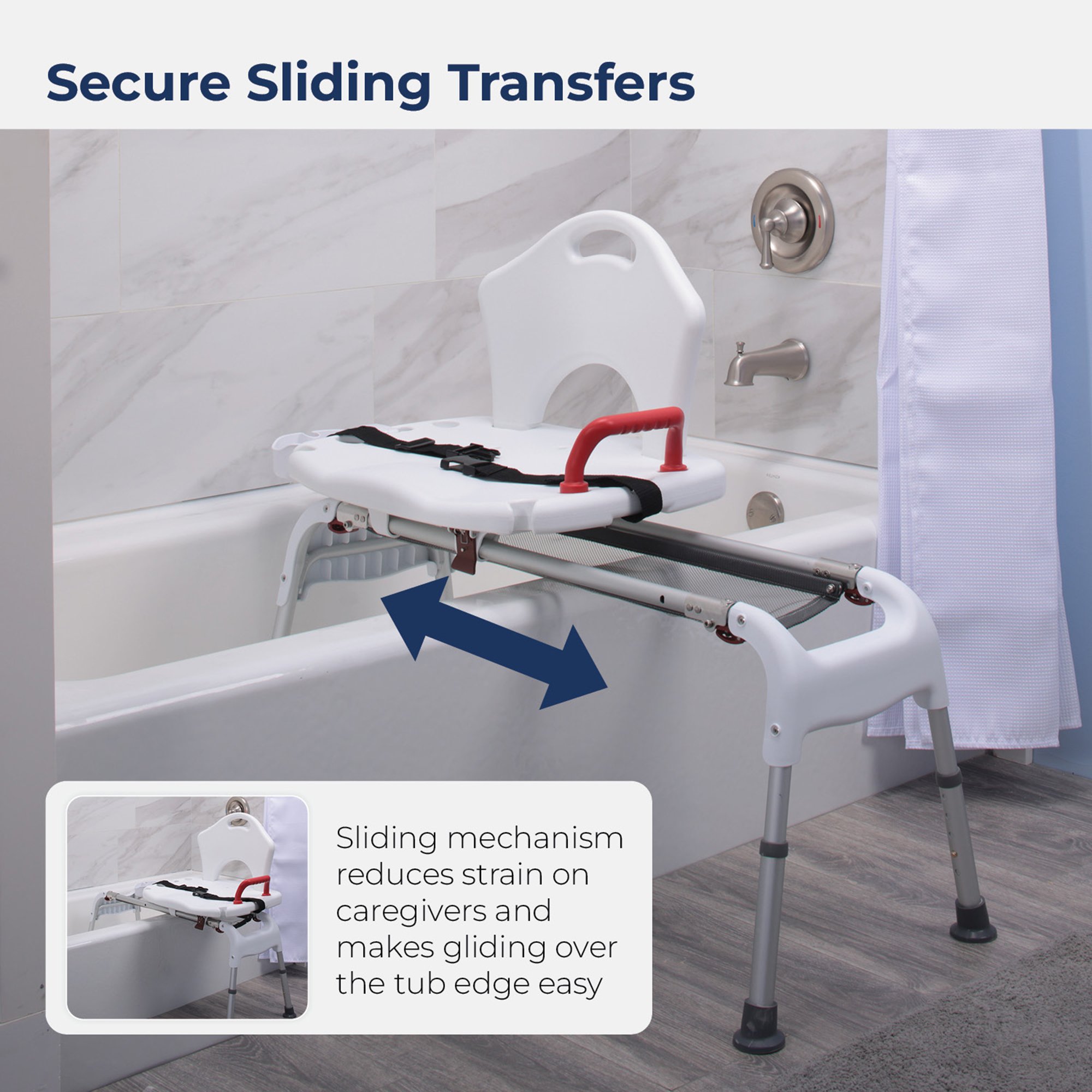 drive™ Aluminum Bath Transfer Bench, 21 - 25 Inch Seat Height - Image 7