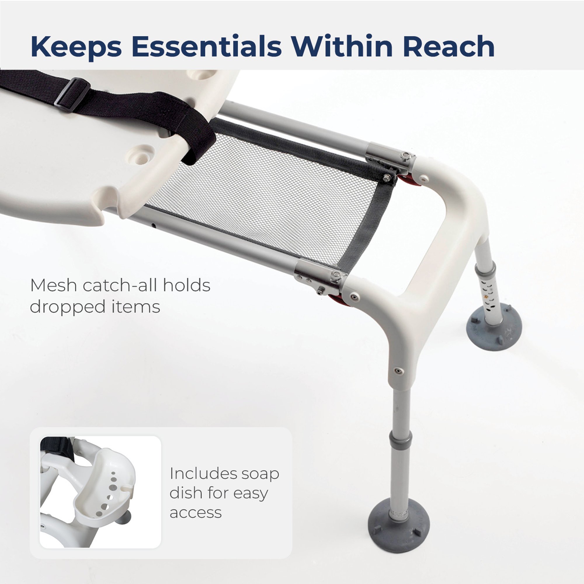 drive™ Aluminum Bath Transfer Bench, 21 - 25 Inch Seat Height - Image 9