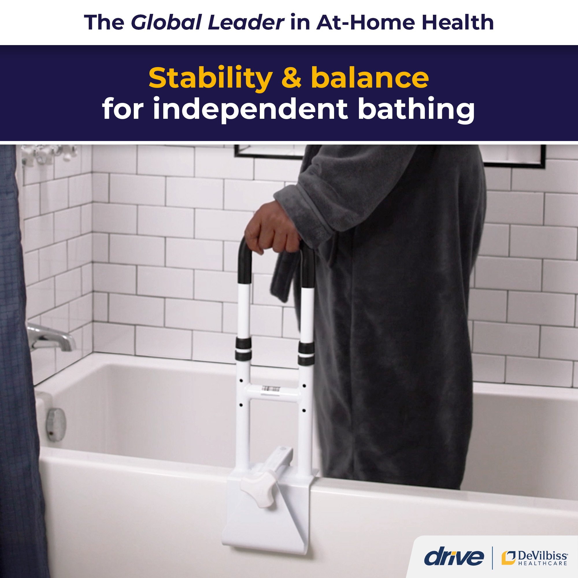 drive™ Clamp-On Tub Rail, White Steel, 14.5 - 17 Inch Height - Image 4