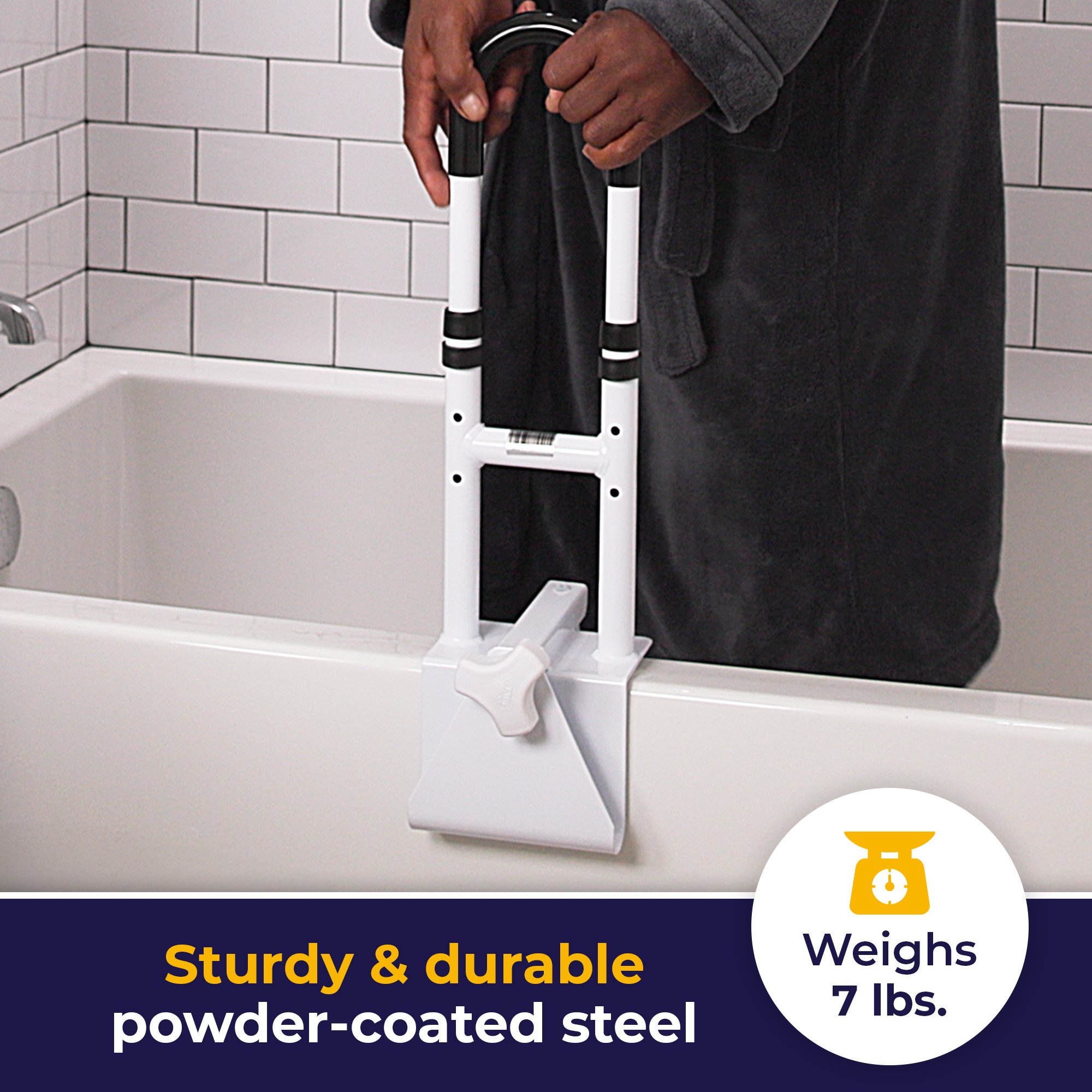 drive™ Clamp-On Tub Rail, White Steel, 14.5 - 17 Inch Height - Image 6