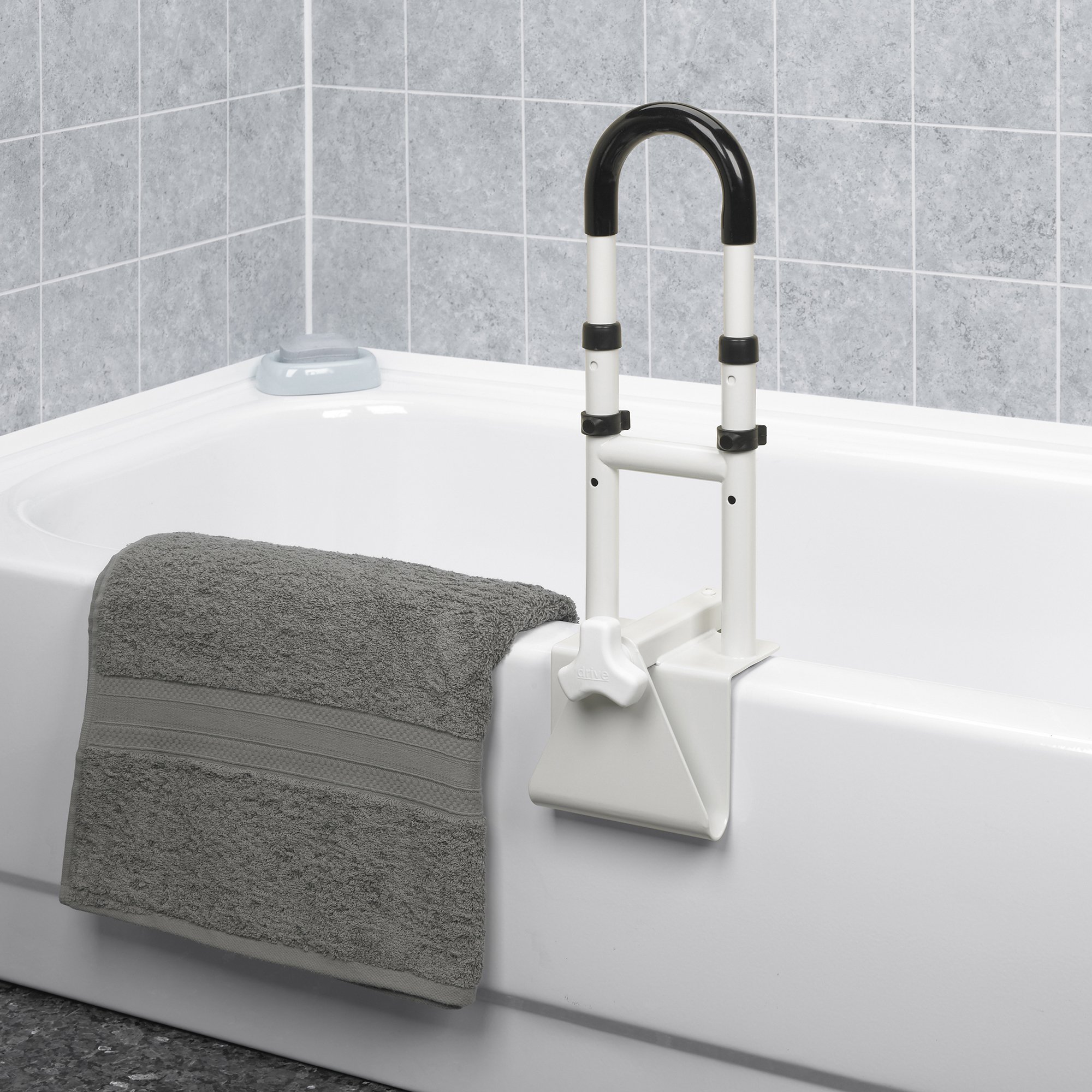 drive™ Clamp-On Tub Rail, White Steel, 14.5 - 17 Inch Height - Image 2