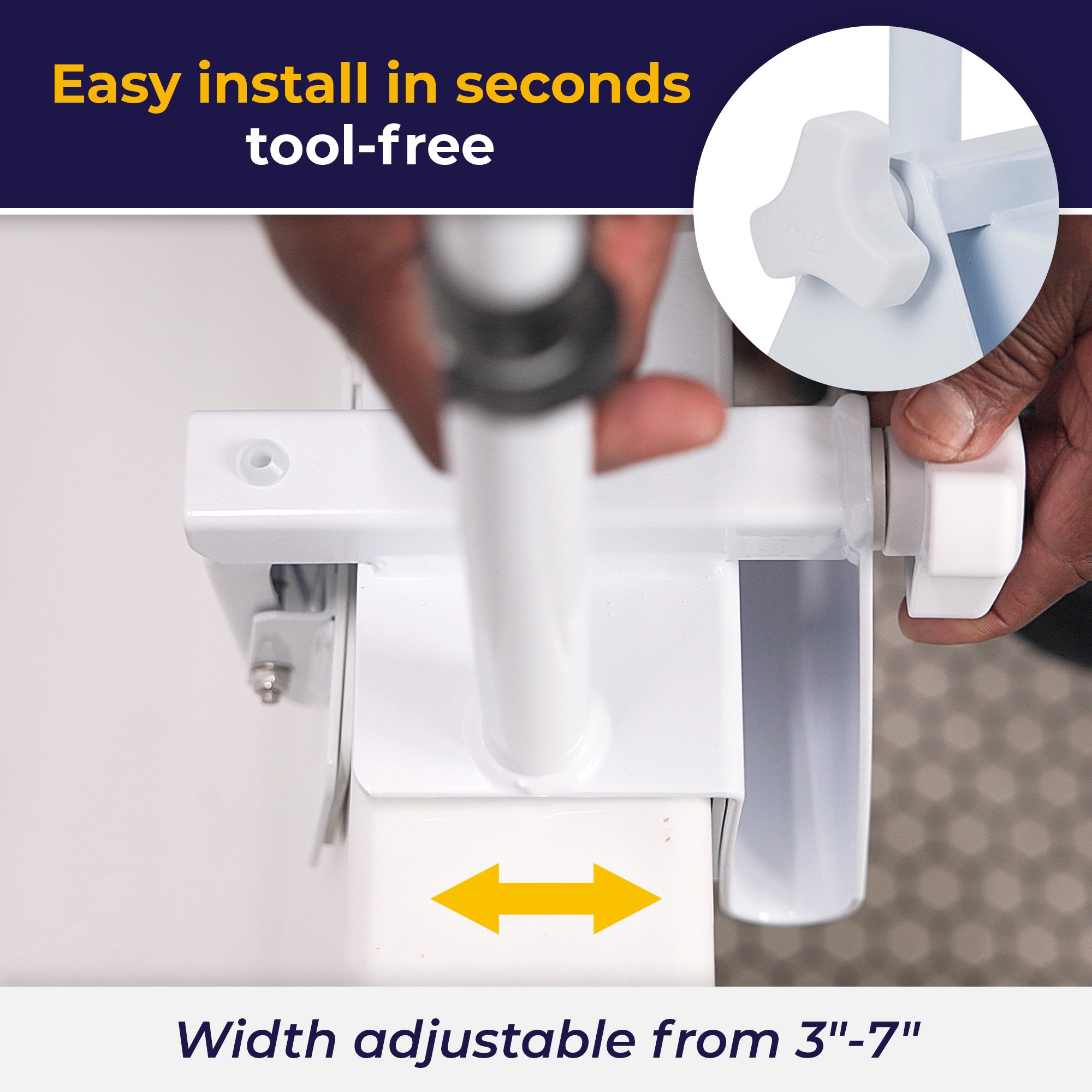 drive™ Clamp-On Tub Rail, White Steel, 14.5 - 17 Inch Height - Image 5