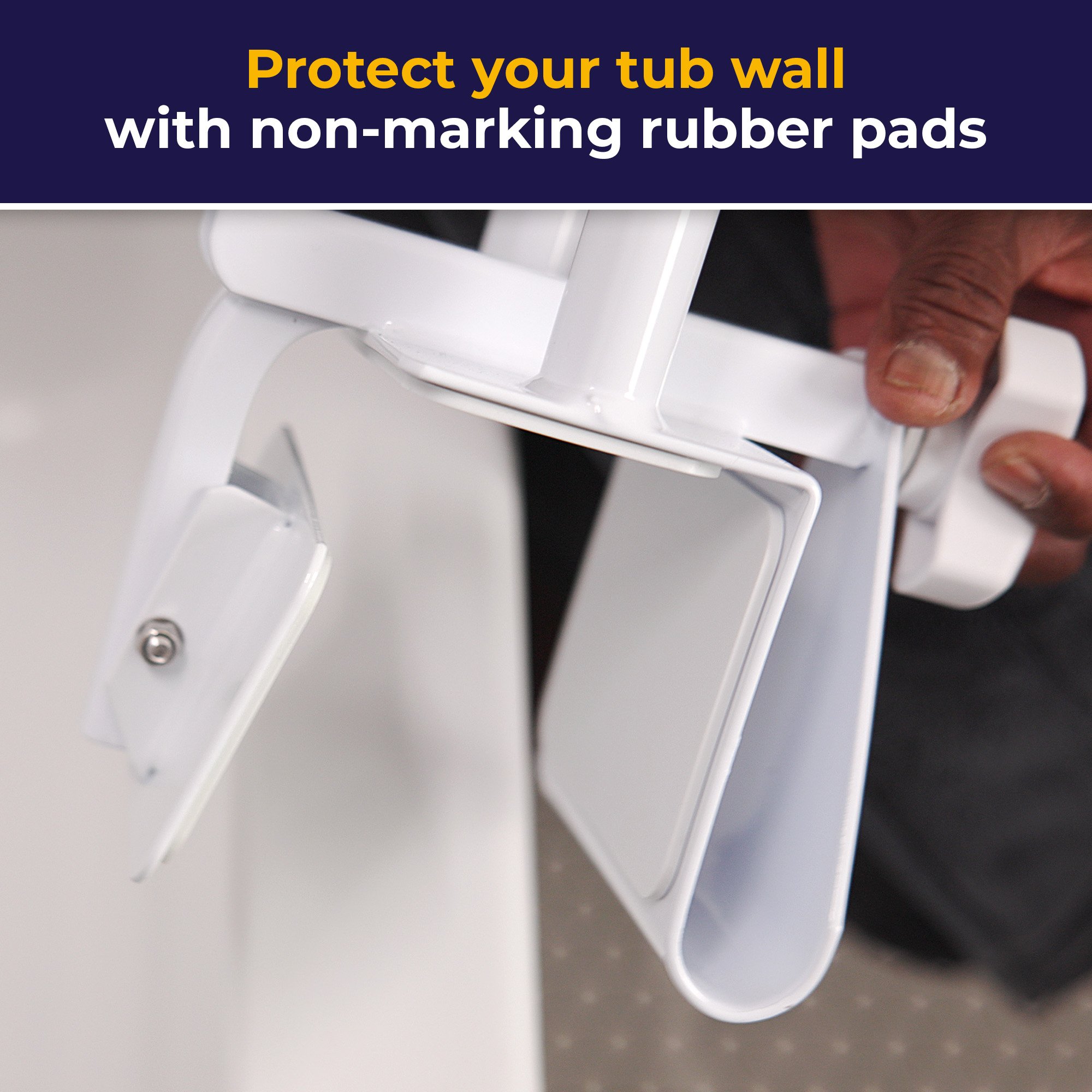 drive™ Clamp-On Tub Rail, White Steel, 14.5 - 17 Inch Height - Image 8