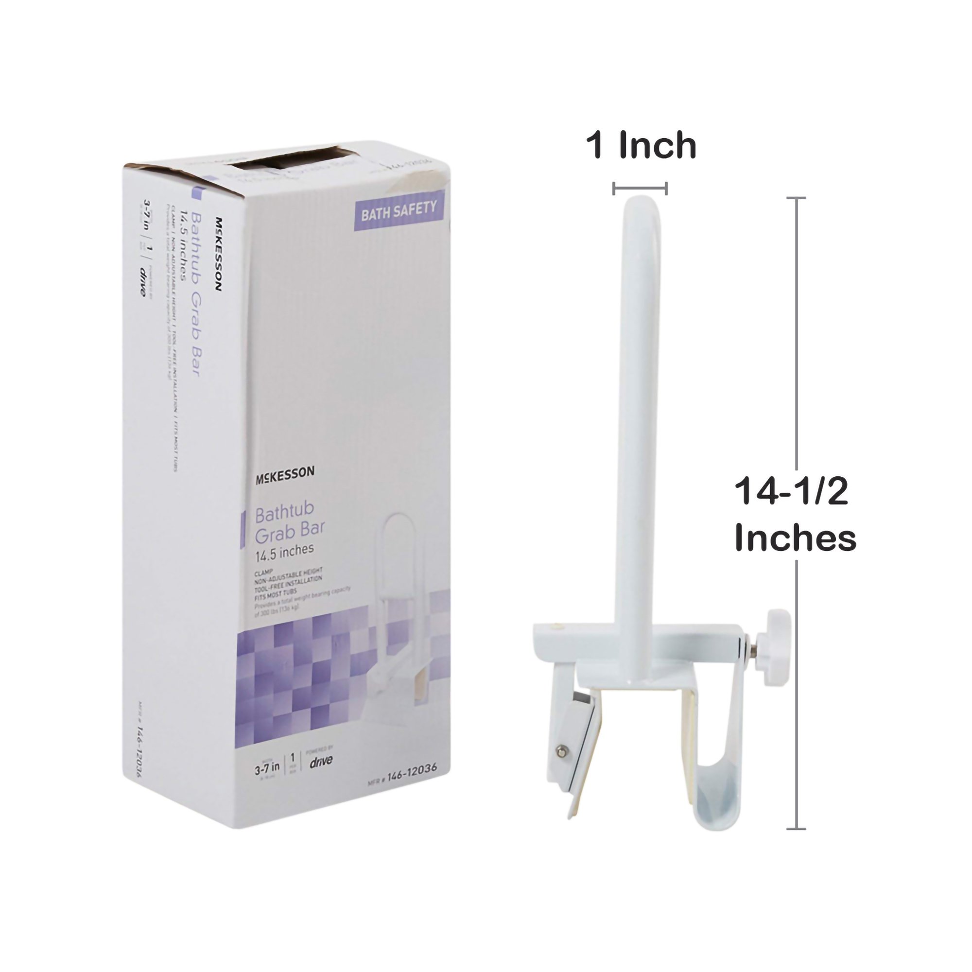 McKesson Bathtub Grab Bar, 14.5-Inch Length - Image 4