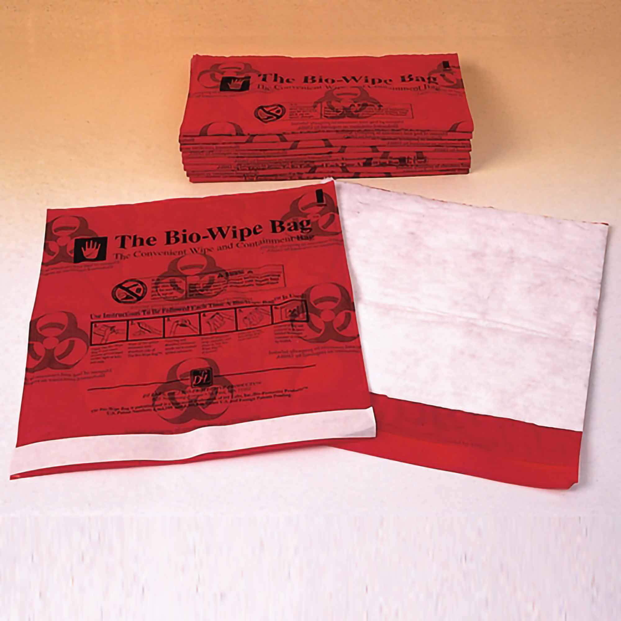 The Bio-Wipe Bag Biohazard Waste Bag, 11-3/4 x 12 Inch
