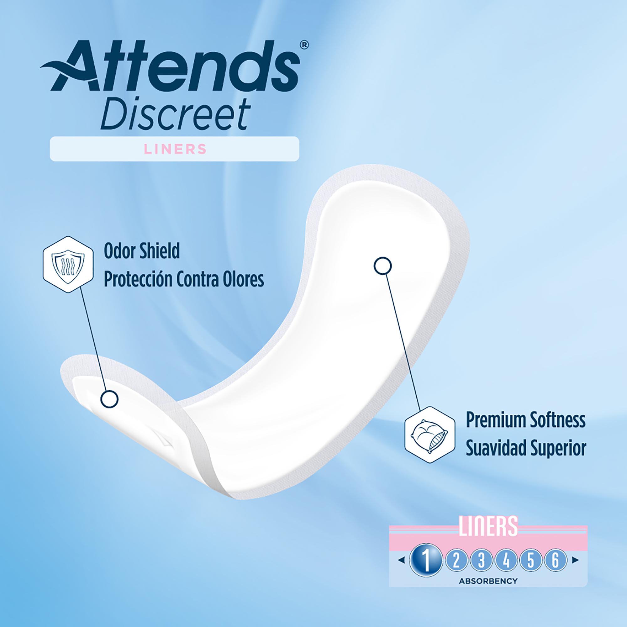 Attends® Discreet Liners Bladder Control Pad, 6-Inch Length - Image 6