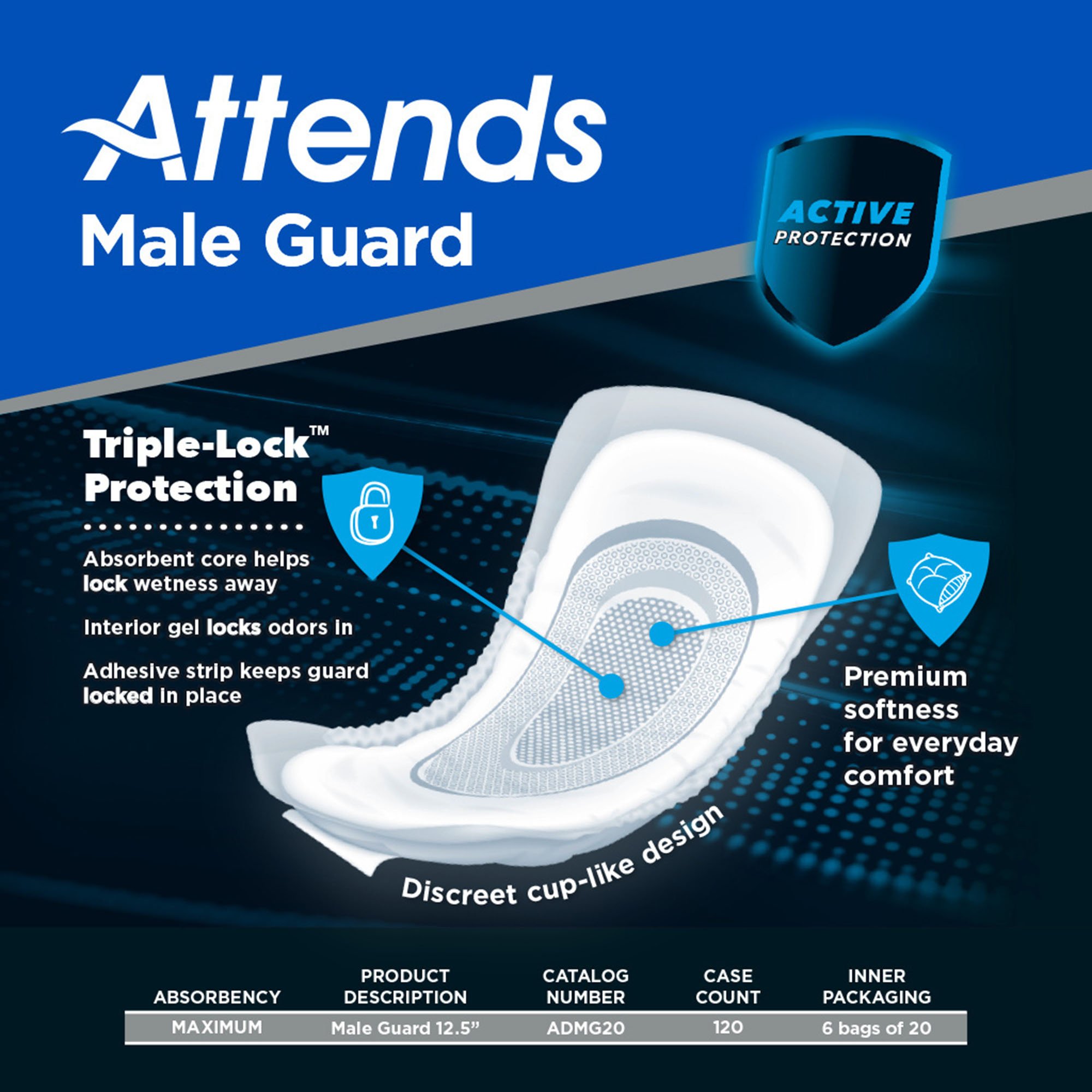 Attends® Discreet Men's Guard, Level 3, 12.5-Inch Length - Image 6