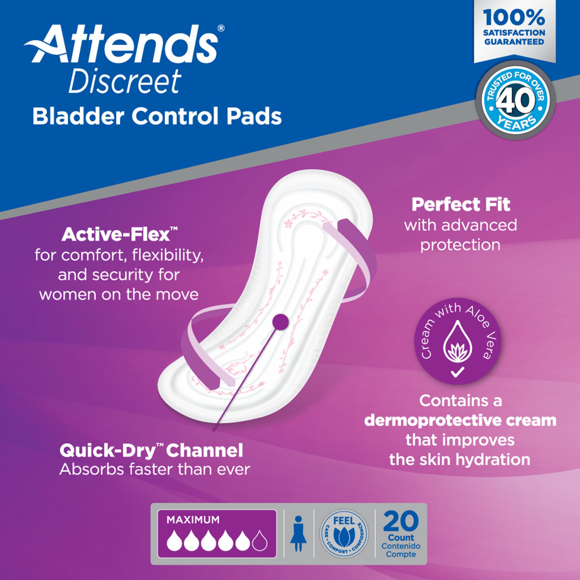 Attends® Discreet Women's Maximum Bladder Control Pad, 13-Inch Length - Image 5