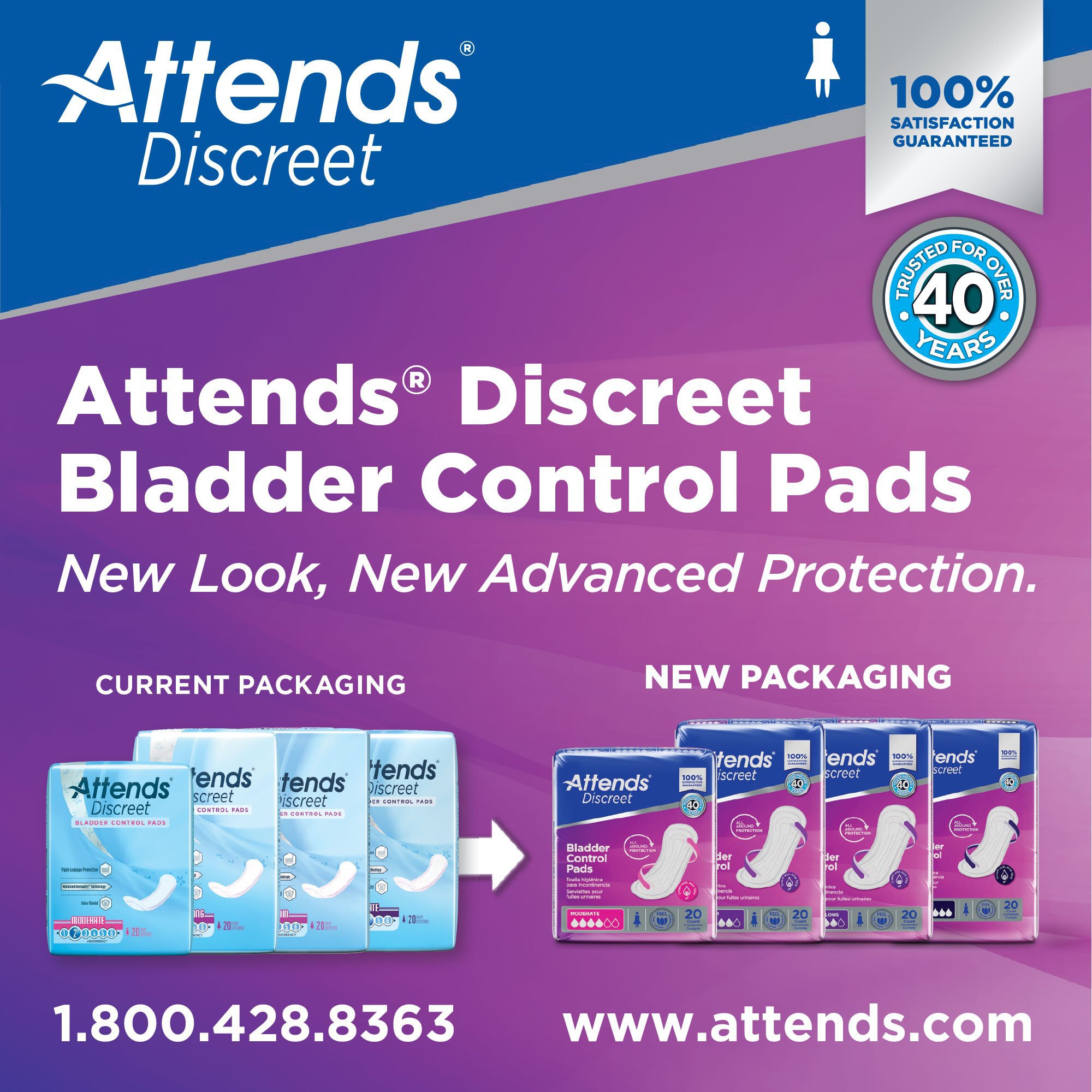 Attends® Discreet Women's Maximum Long Bladder Control Pad, 14.5-Inch Length - Image 3