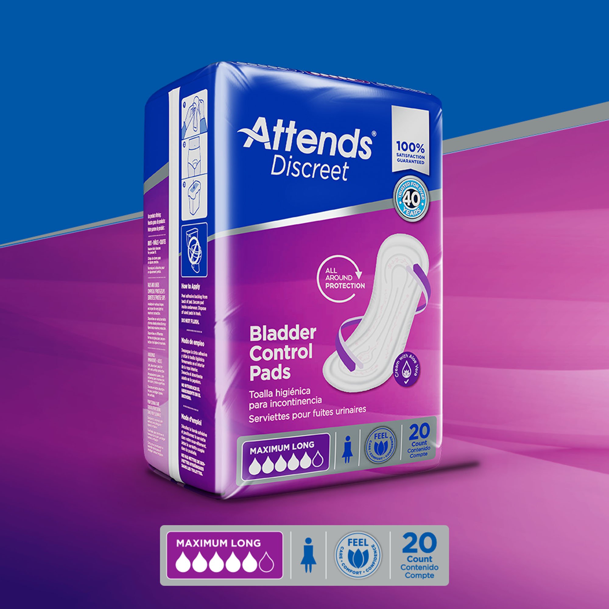 Attends® Discreet Women's Maximum Long Bladder Control Pad, 14.5-Inch Length - Image 5