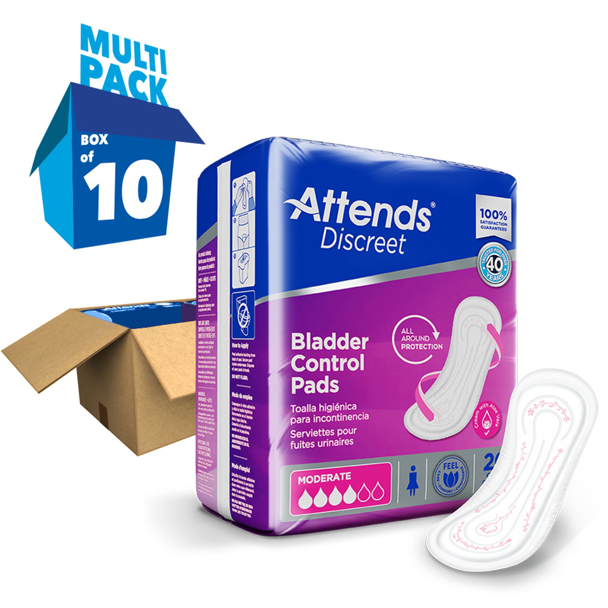 Attends® Discreet Women's Moderate Bladder Control Pad, 10.5-Inch Length - Image 6