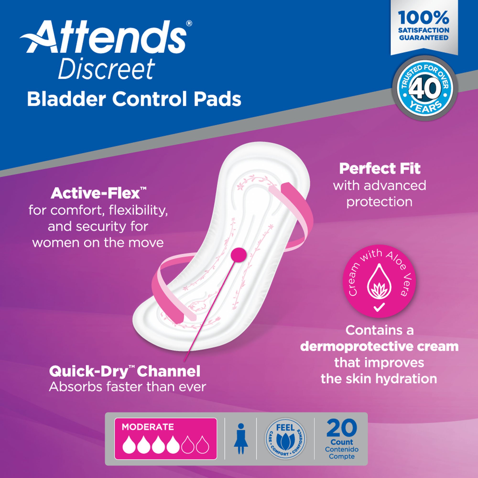 Attends® Discreet Women's Moderate Bladder Control Pad, 10.5-Inch Length - Image 8