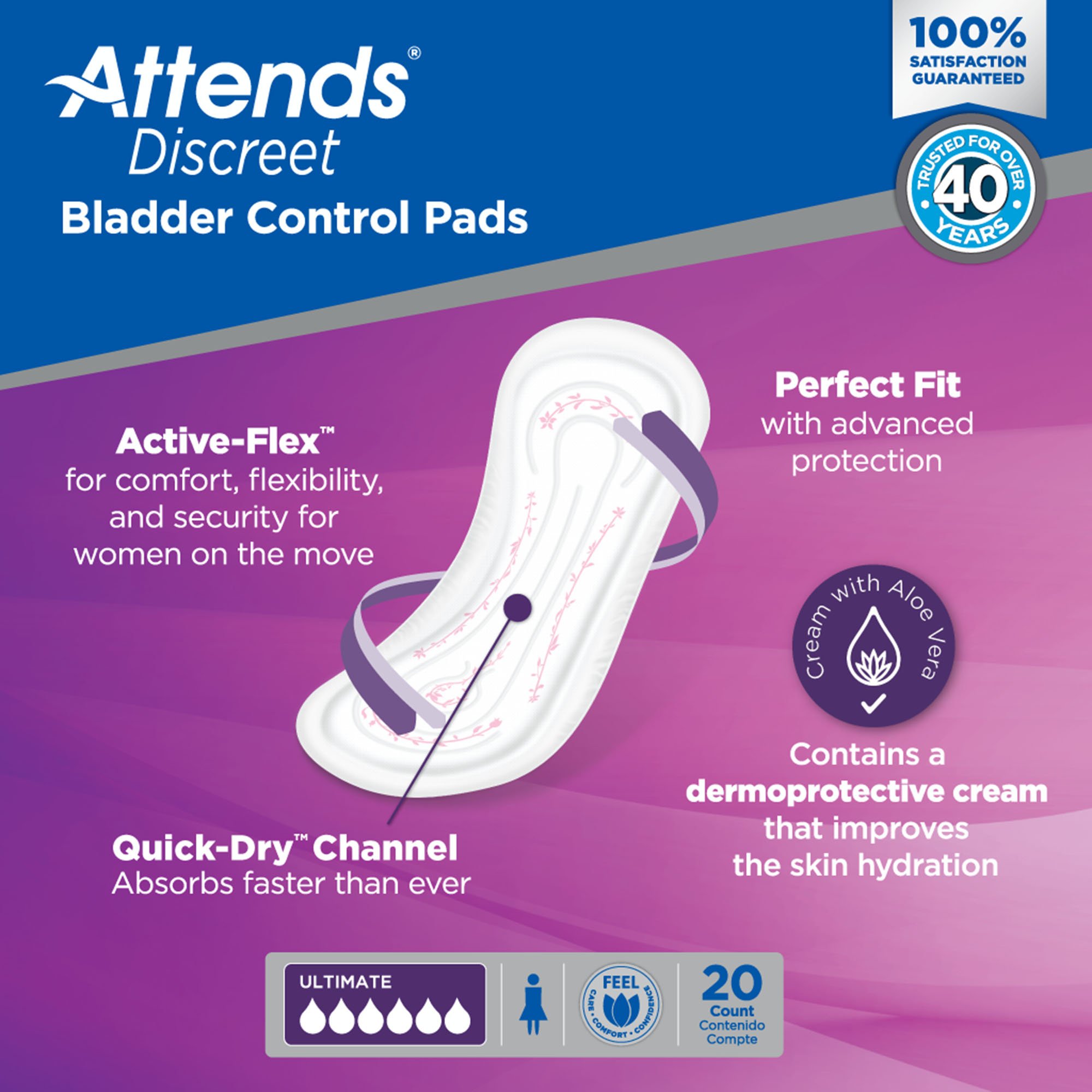Attends® Discreet Women's Ultimate Bladder Control Pad, 15-Inch Length - Image 8
