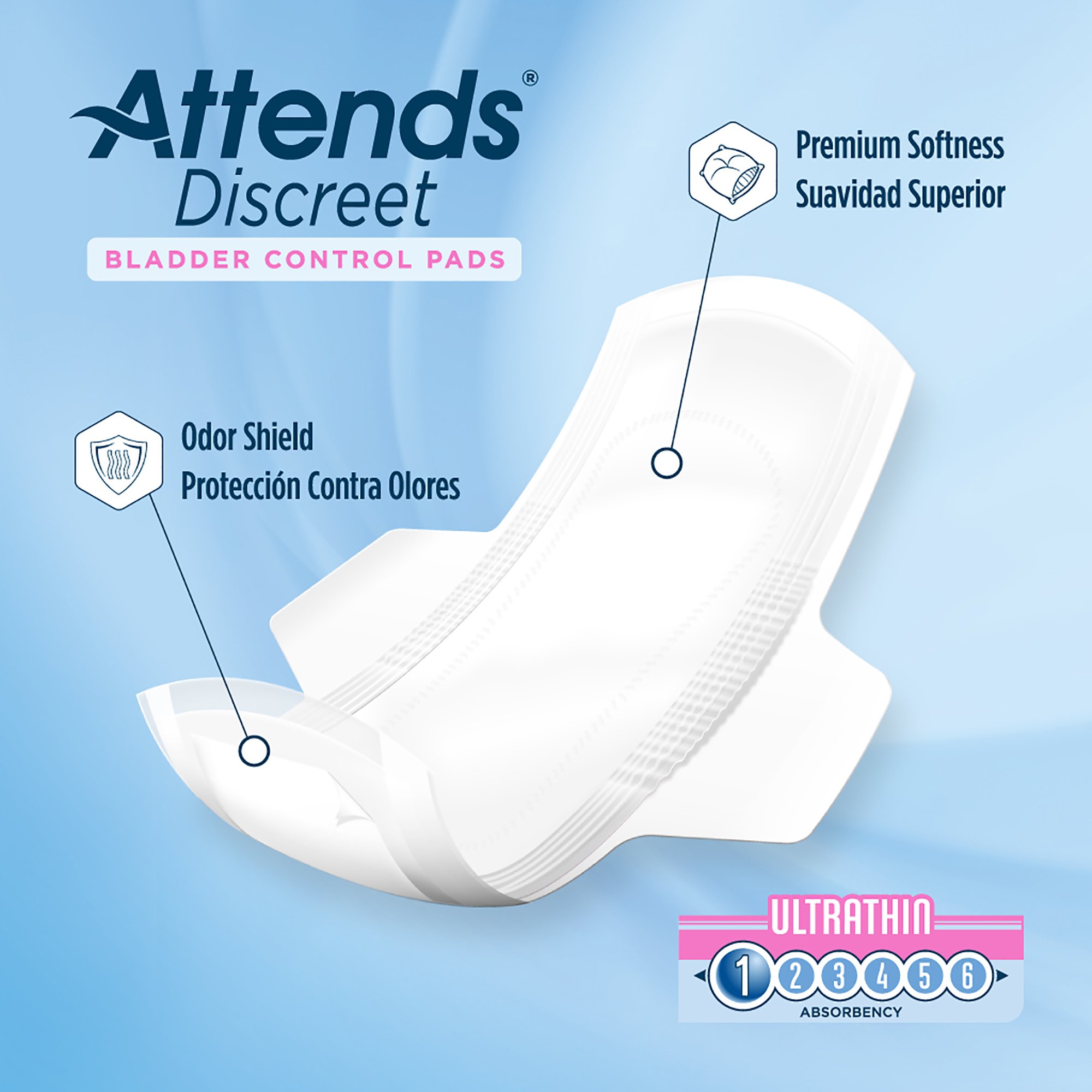 Attends® Discreet Women's Ultra Thin Bladder Control Pad - Image 5
