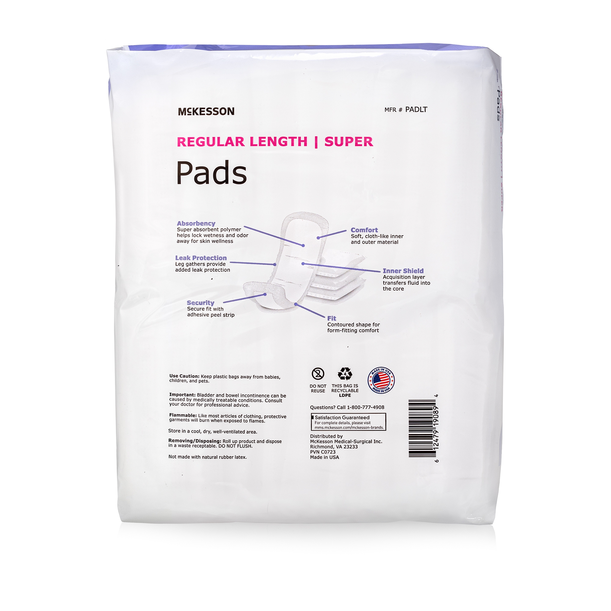 McKesson Super Moderate Absorbency Bladder Control Pad, 10-Inch Length - Image 2