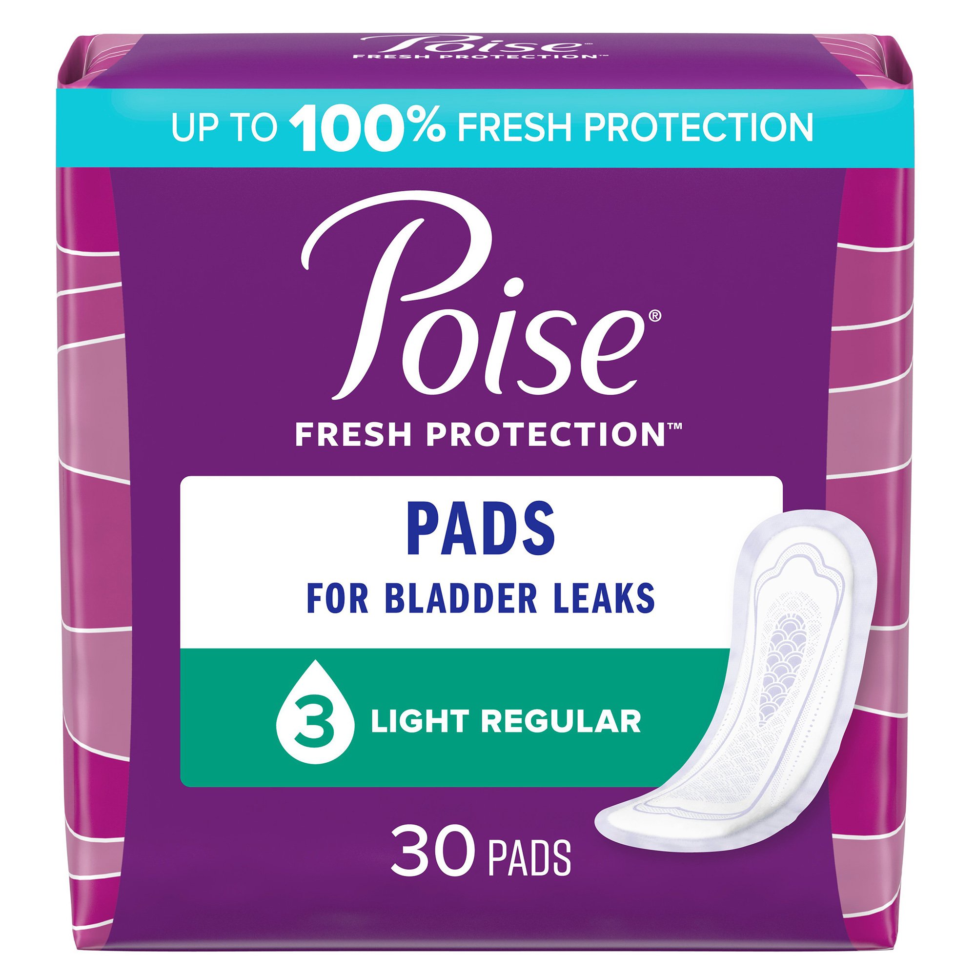 Poise® Bladder Control Pads, Light Absorbency, Regular Length