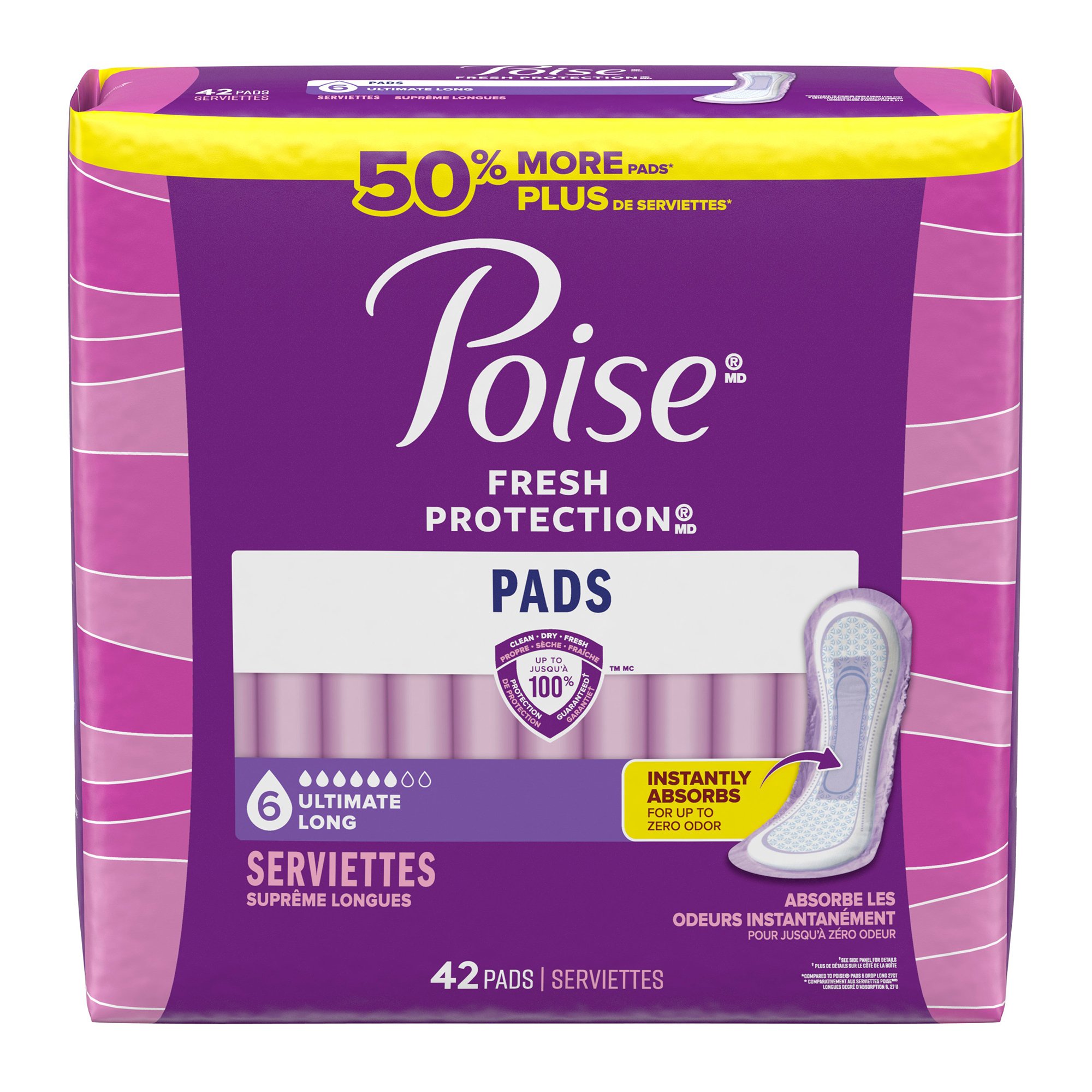 Poise® Fresh Protection Pads for Light Bladder Leaks, Ultimate Long