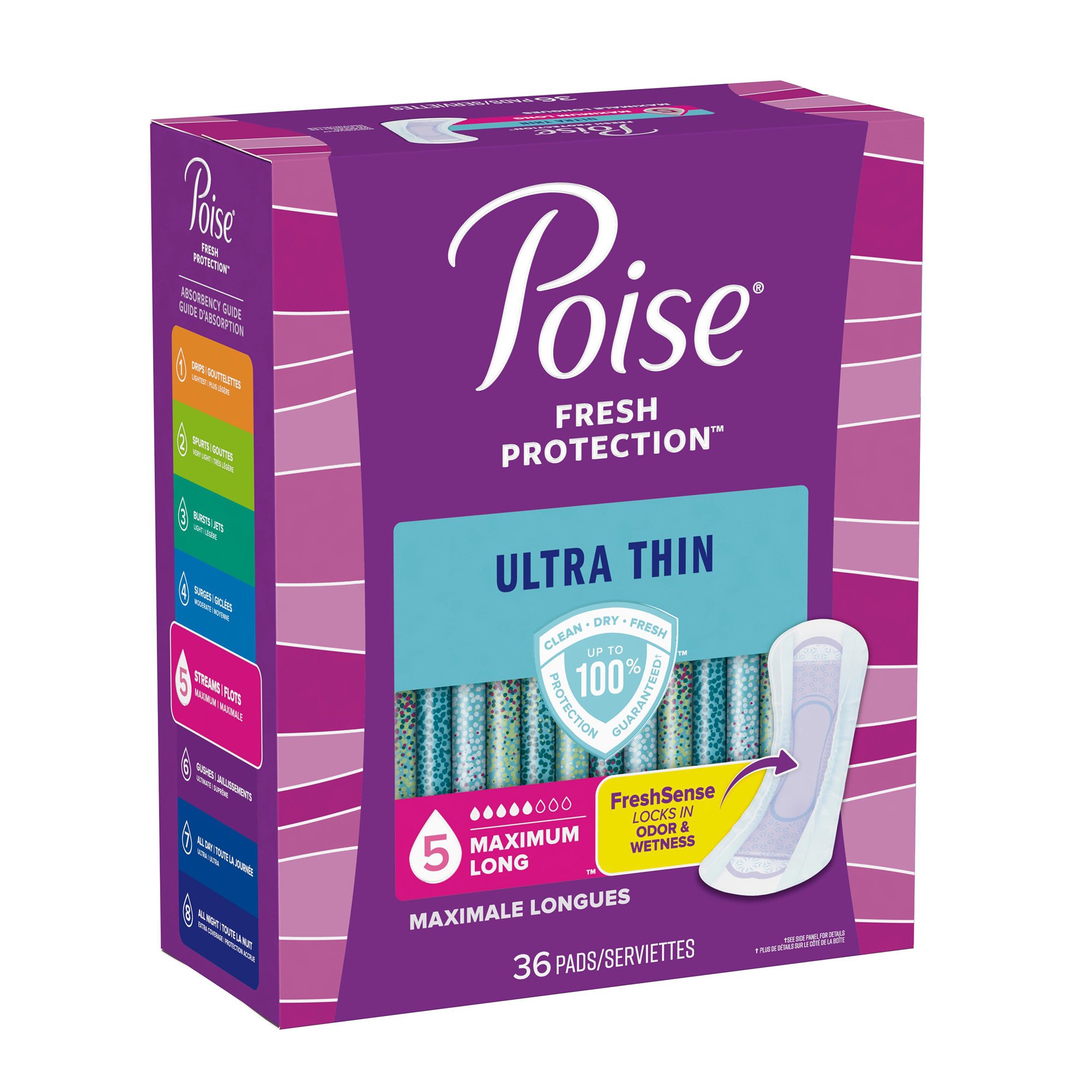 Poise® Fresh Protection™ Ultra Thin Pads, Maximum Long