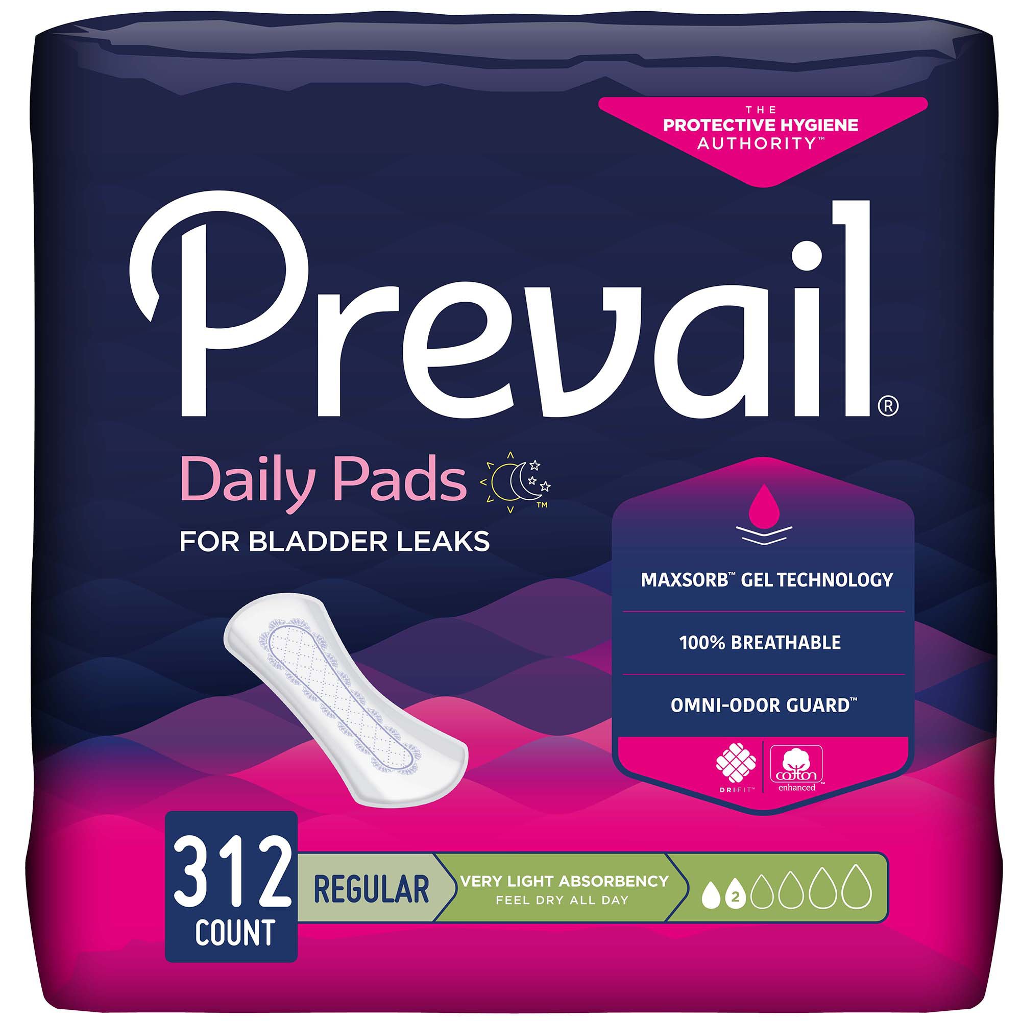 Prevail® Daily Liner Very Light Bladder Control Pad, 7.5-Inch Length - Image 2