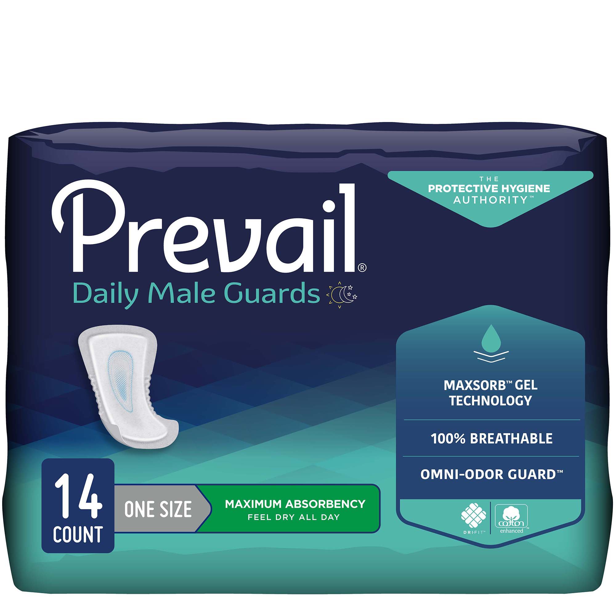 Prevail® Daily Male Guards Maximum Bladder Control Pad, 12.5-Inch Length