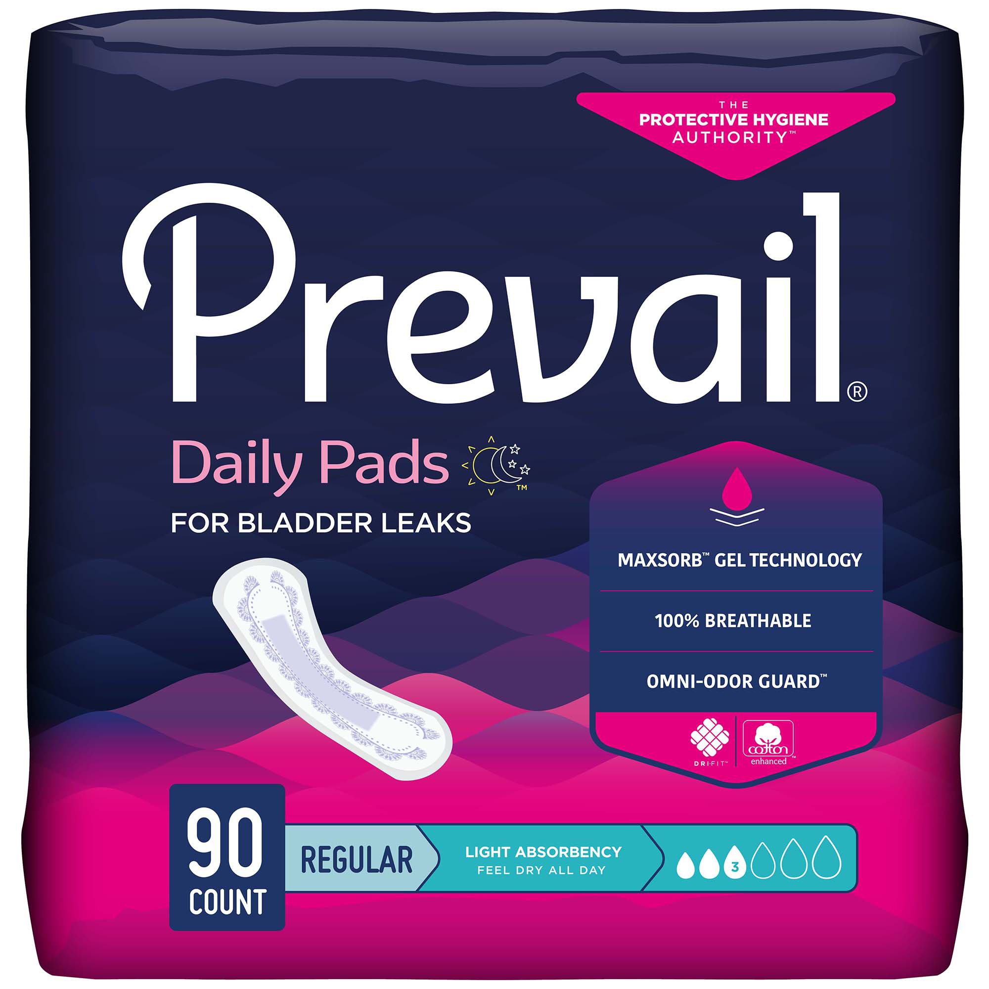 Prevail® Daily Pads Light Absorbency Bladder Control Pad, 9¼ Inch - Image 2