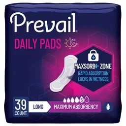Prevail® Daily Pads Maximum Bladder Control Pad, 13-Inch Length
