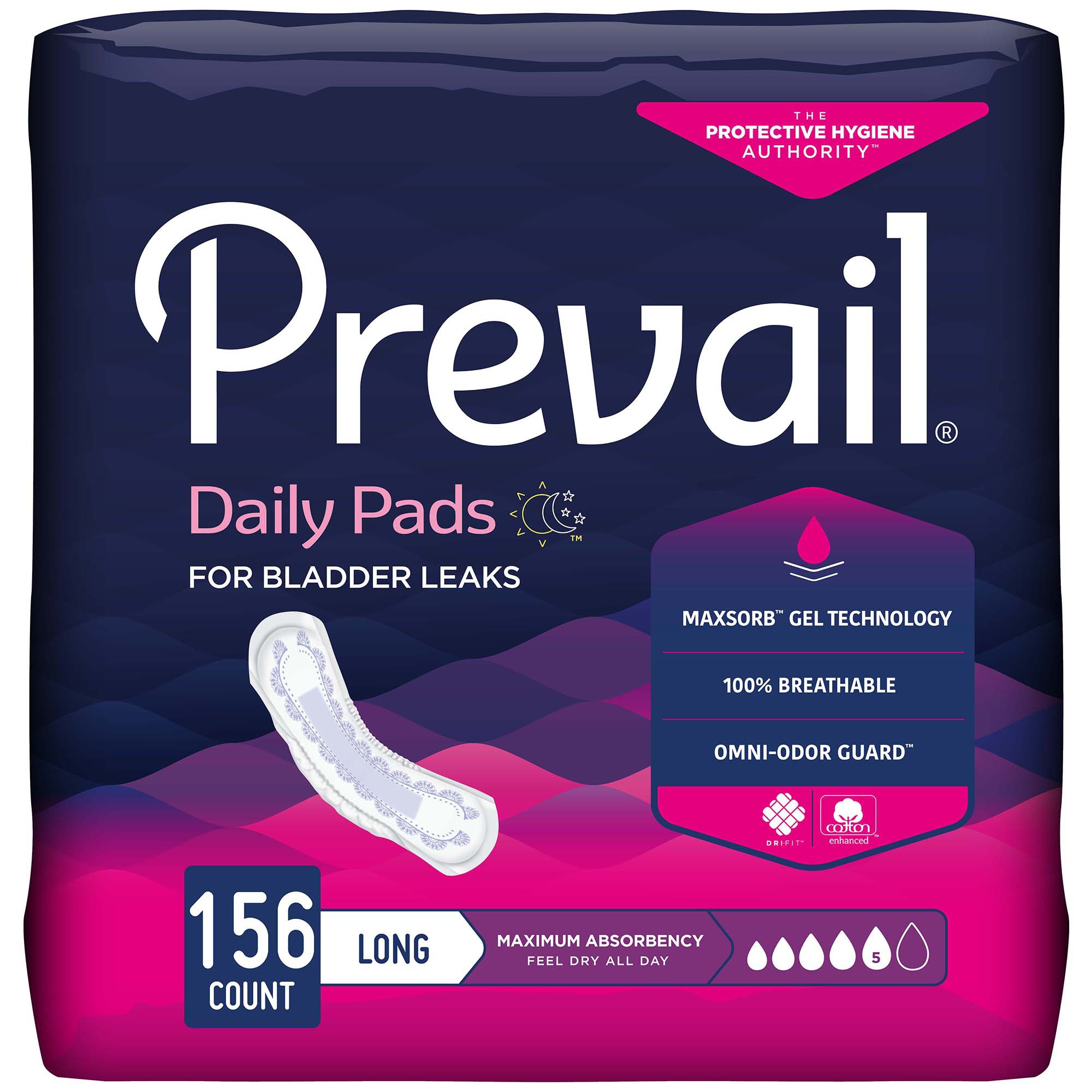Prevail® Daily Pads Maximum Bladder Control Pad, 13-Inch Length - Image 2