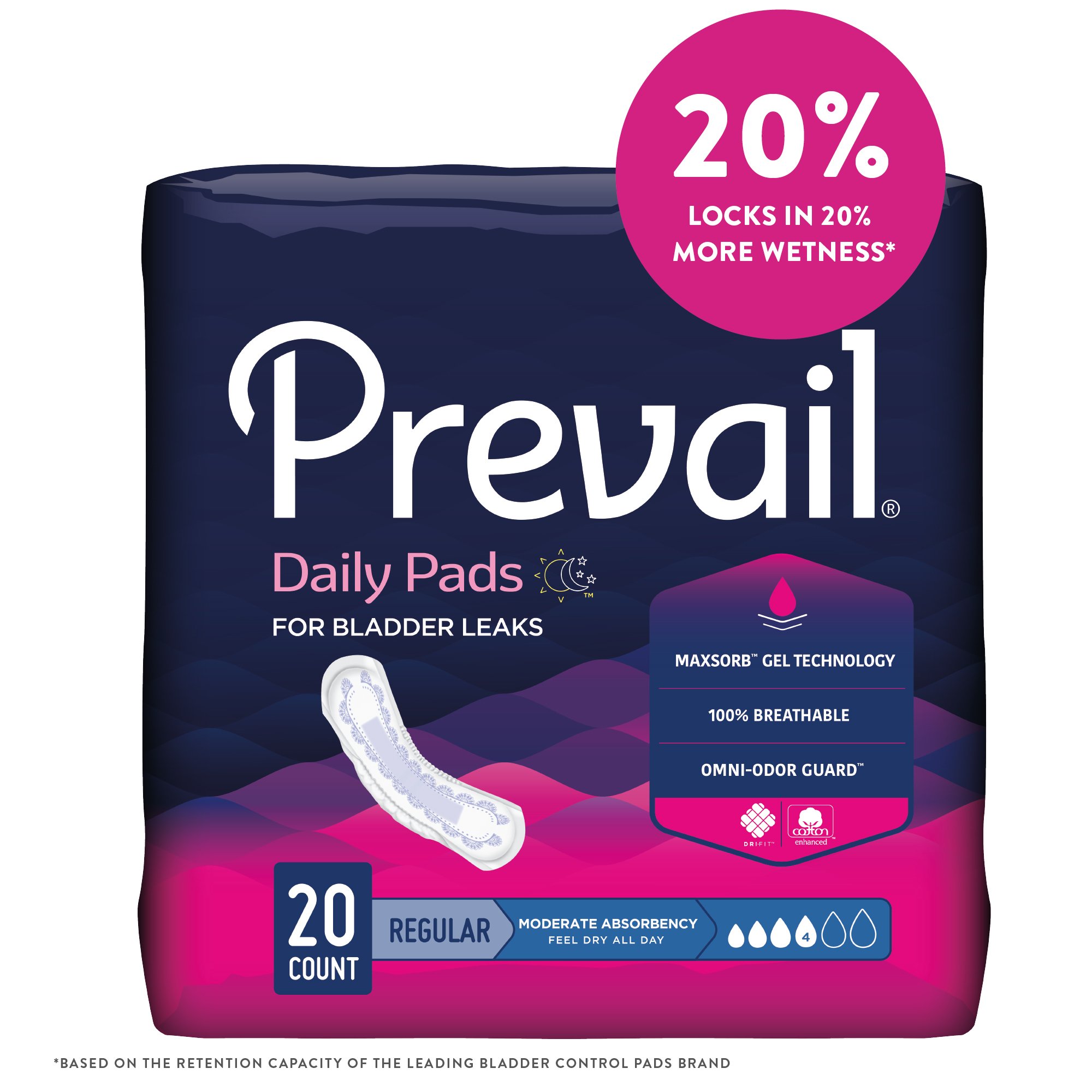 Prevail® Daily Pads Moderate Bladder Control Pad, 9¼-Inch Length - Image 6