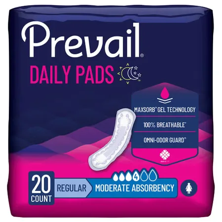 Prevail® Daily Pads Moderate Bladder Control Pad, 9¼-Inch Length