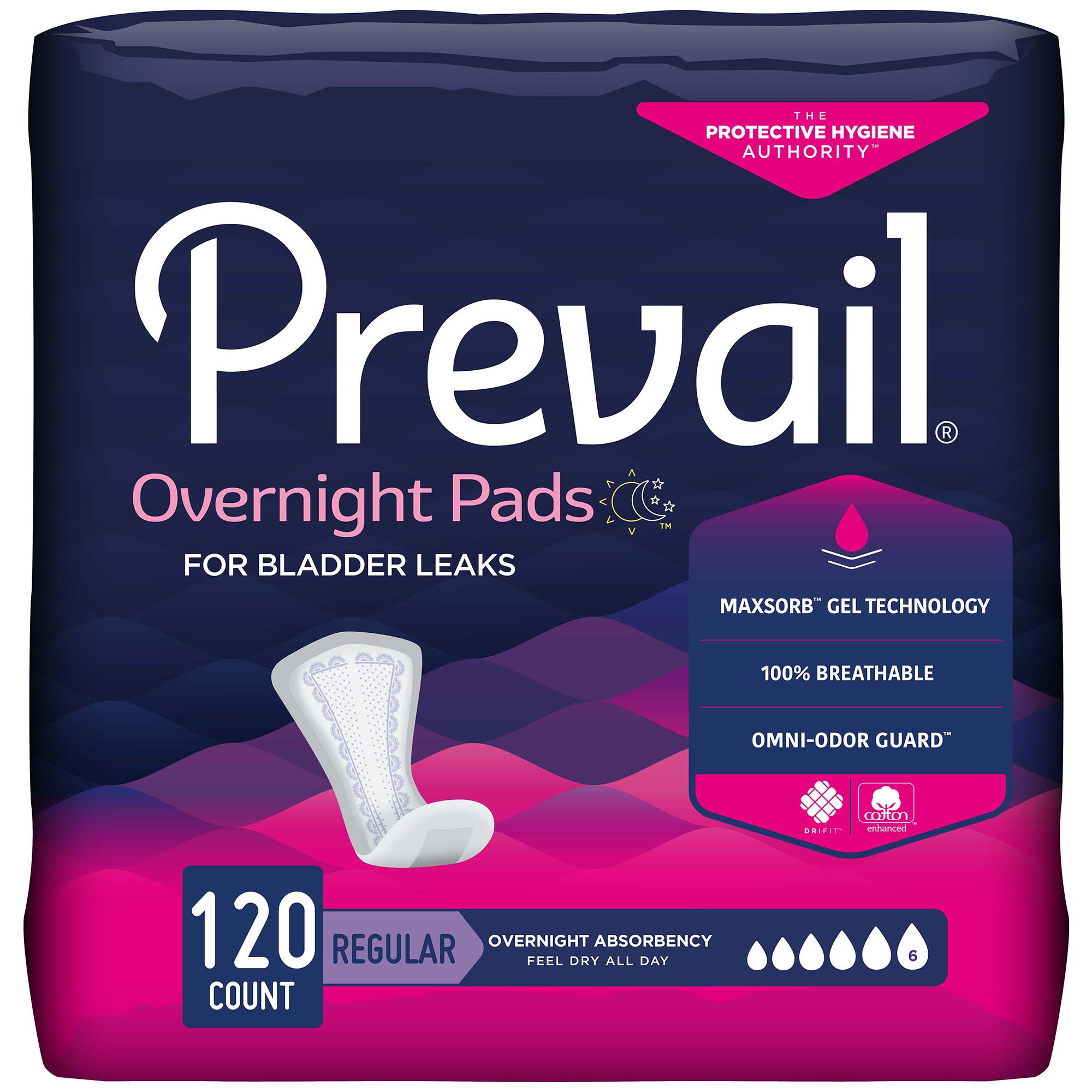 Prevail® Daily Pads Overnight Bladder Control Pad, 16-Inch Length - Image 2