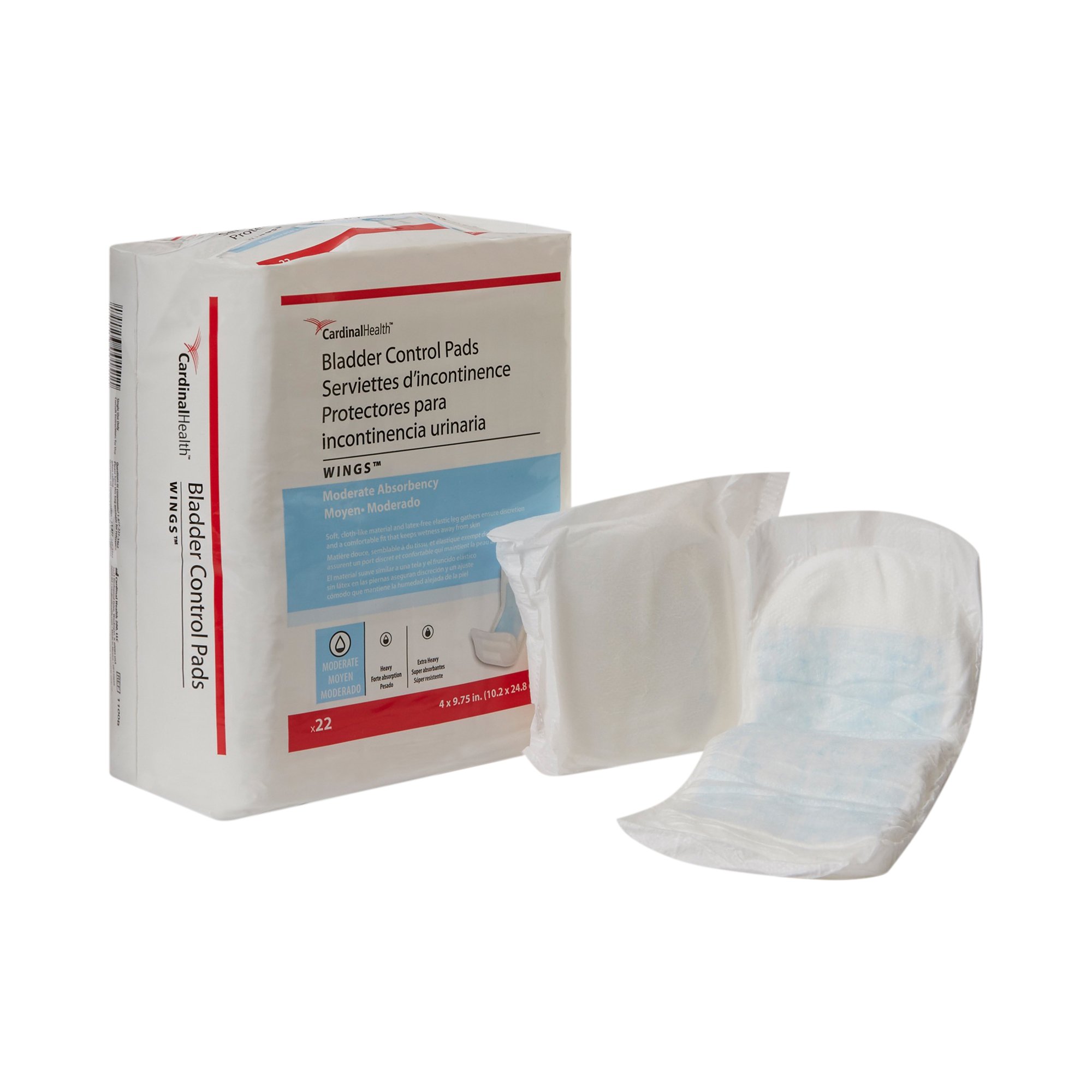 Sure Care™ Bladder Control Pads, Moderate Absorbency, 4 x 9.75 Inch