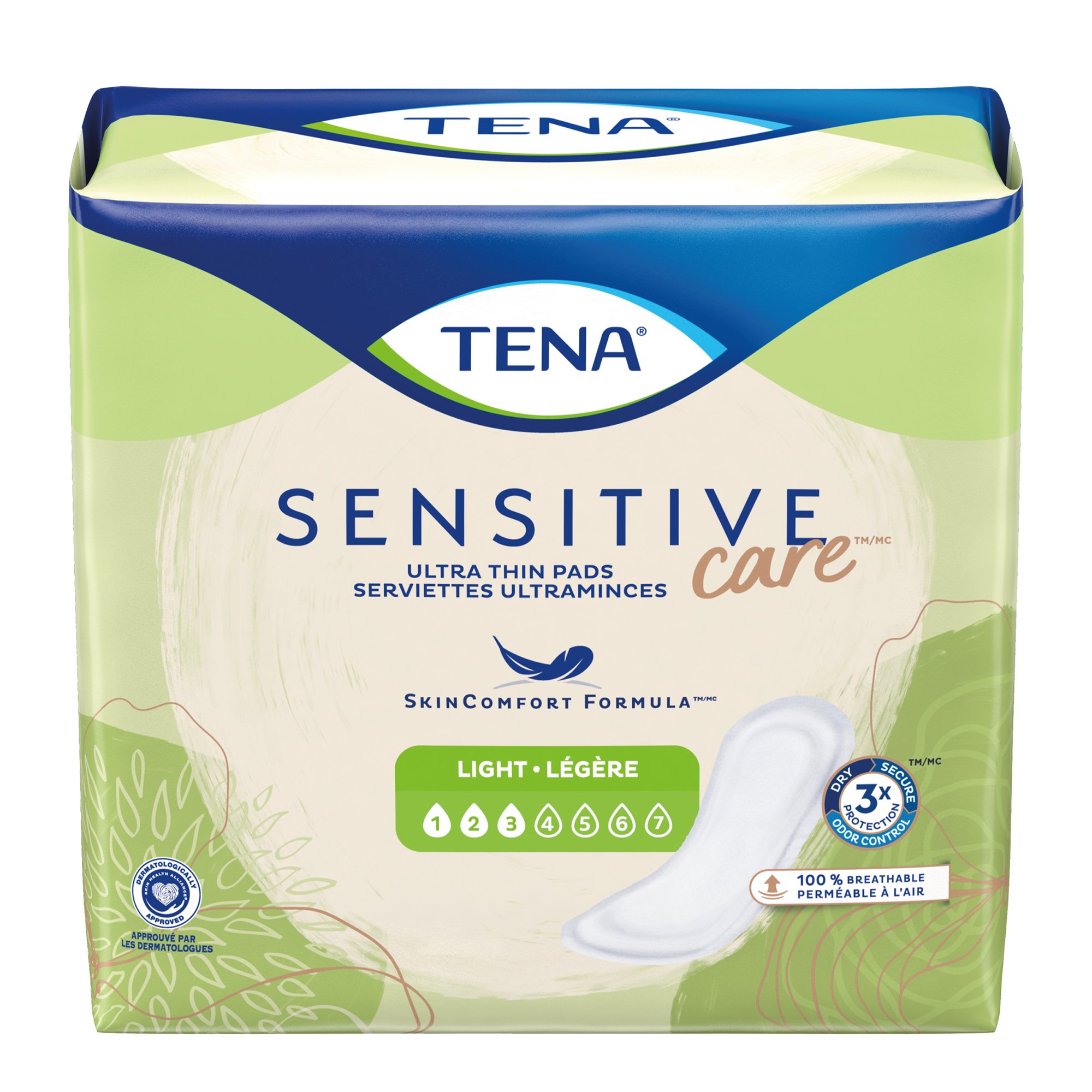 Tena Sensitive Care™ Ultra Thin Light Regular Bladder Control Pad, 9-Inch Length
