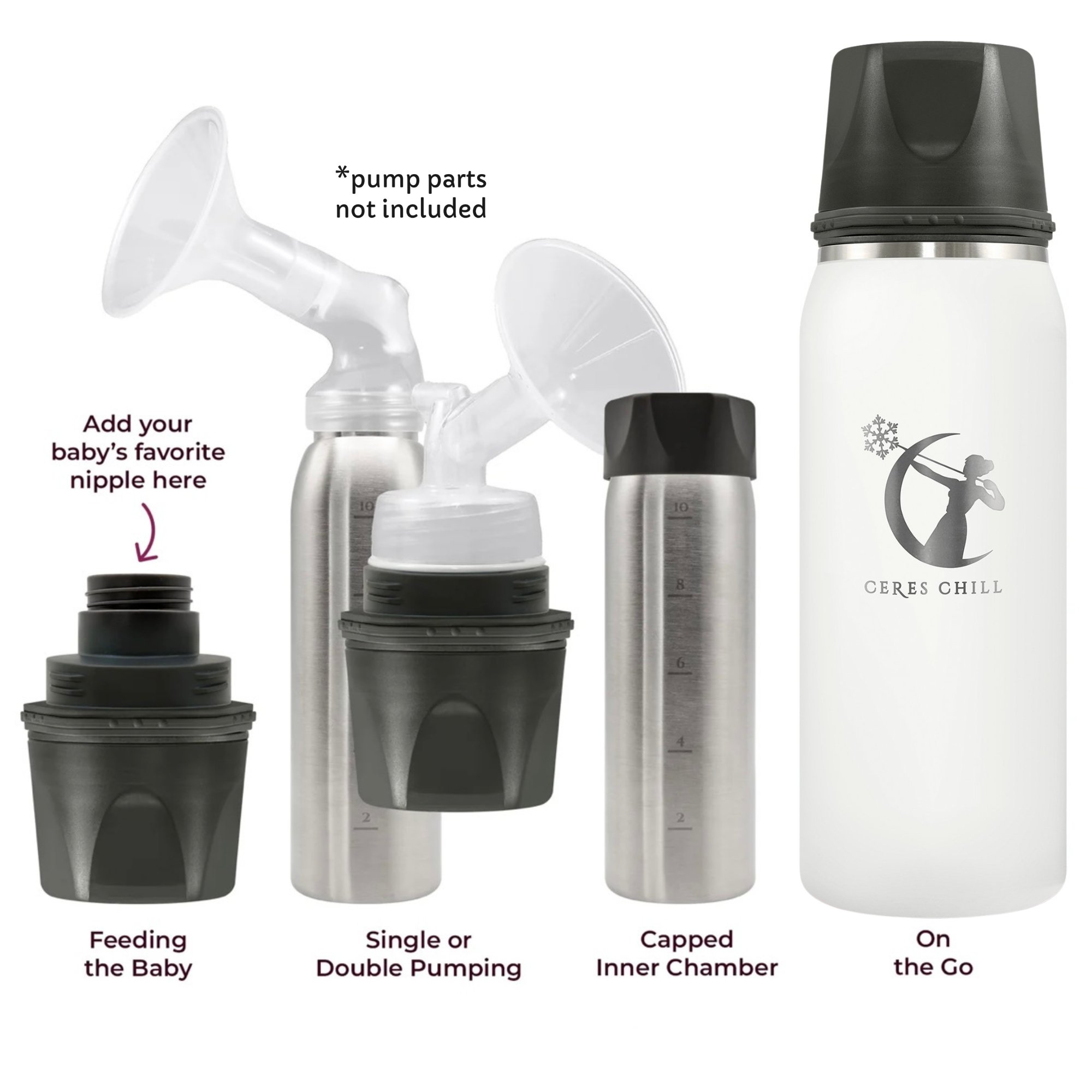 Ceres Chill OG Stainless Steel Breast Milk Chiller Container, White - Image 2