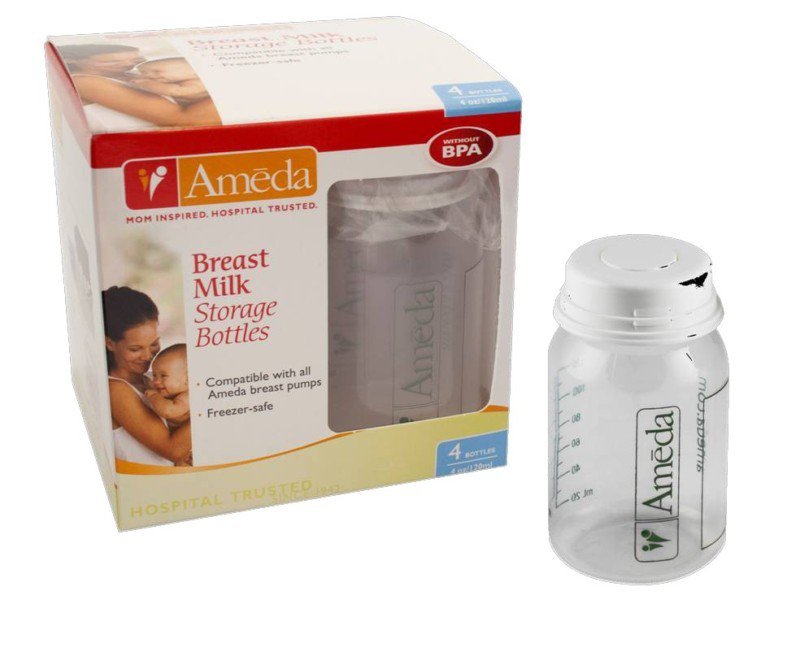 Ameda Breast Milk Storage Bottle, 4-ounce capacity