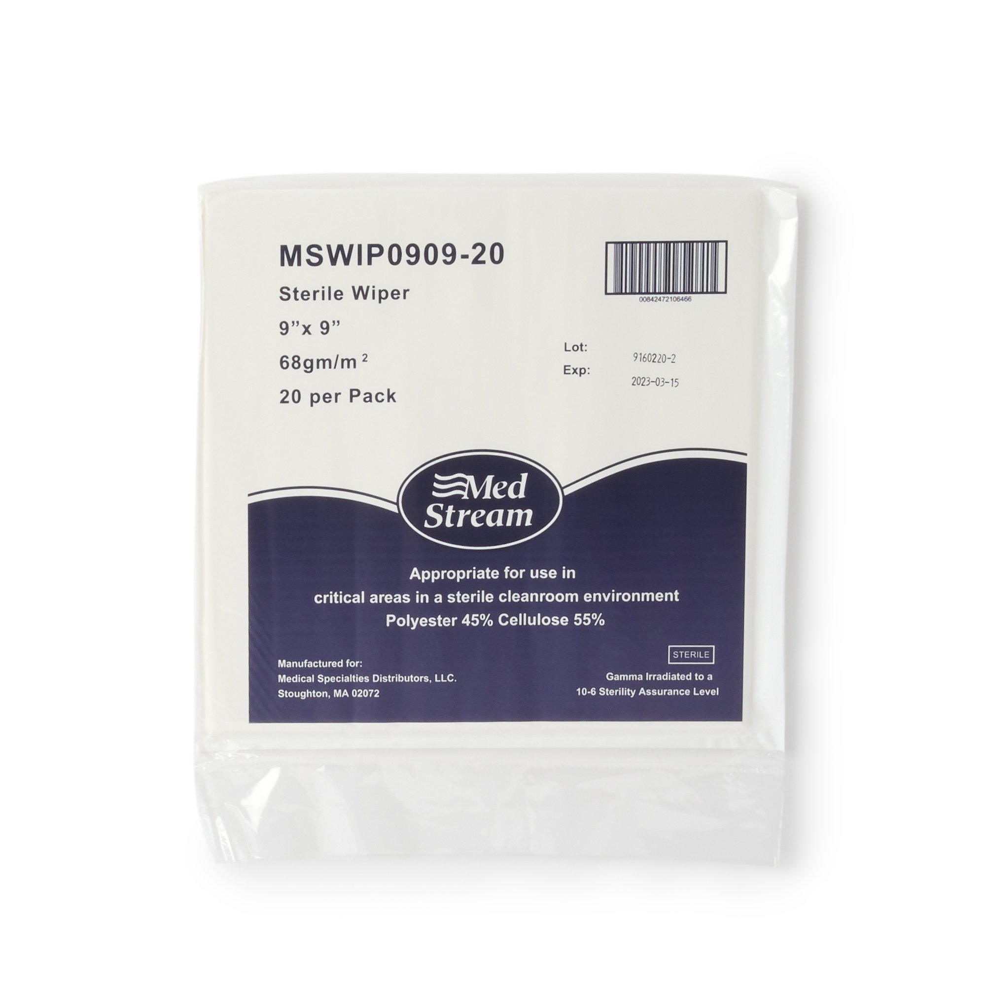 McKesson Cleanroom Wipe, 9 x 9 Inch, 20 Pack